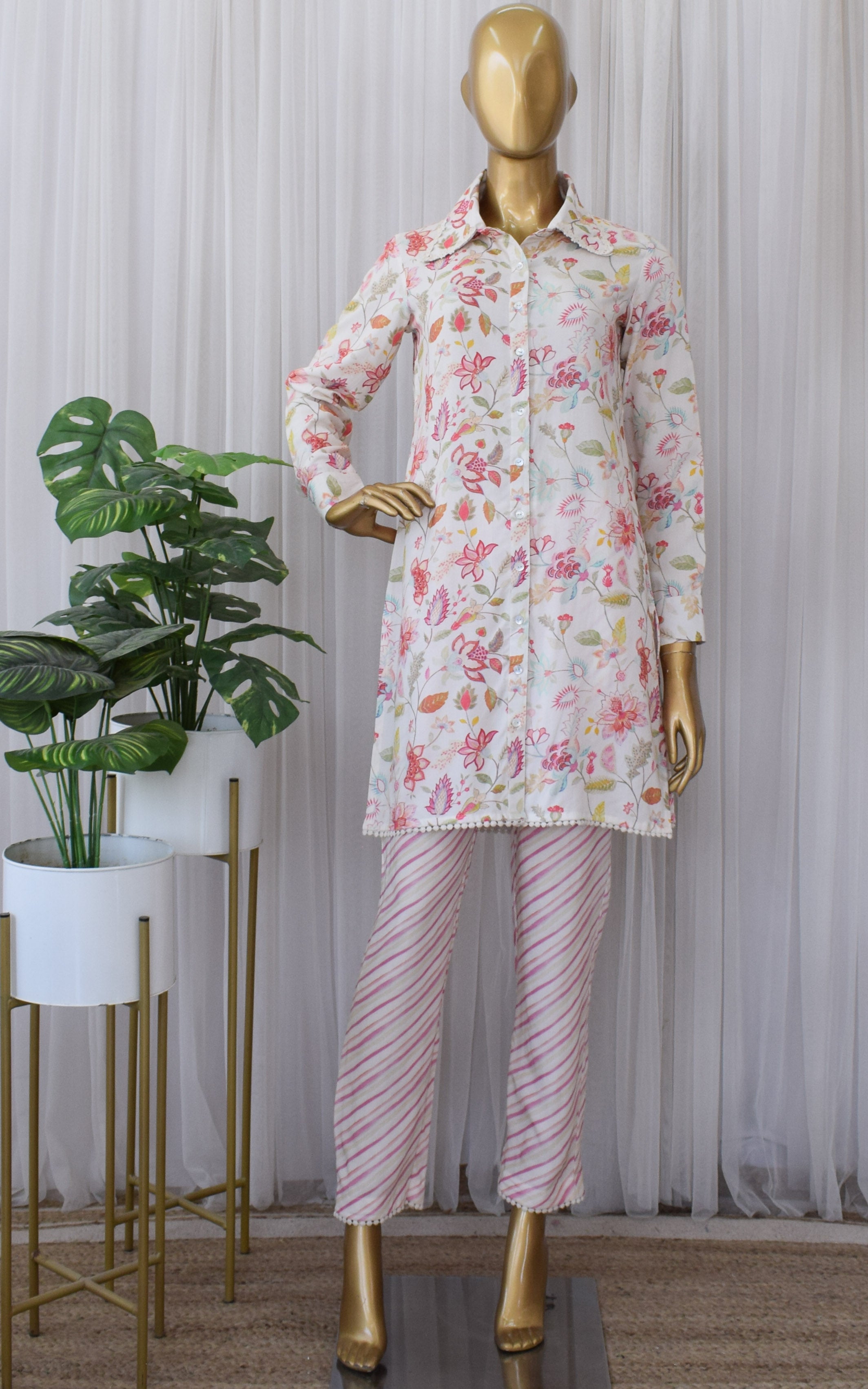 Vintage Floral Print Cotton Co-ord Set