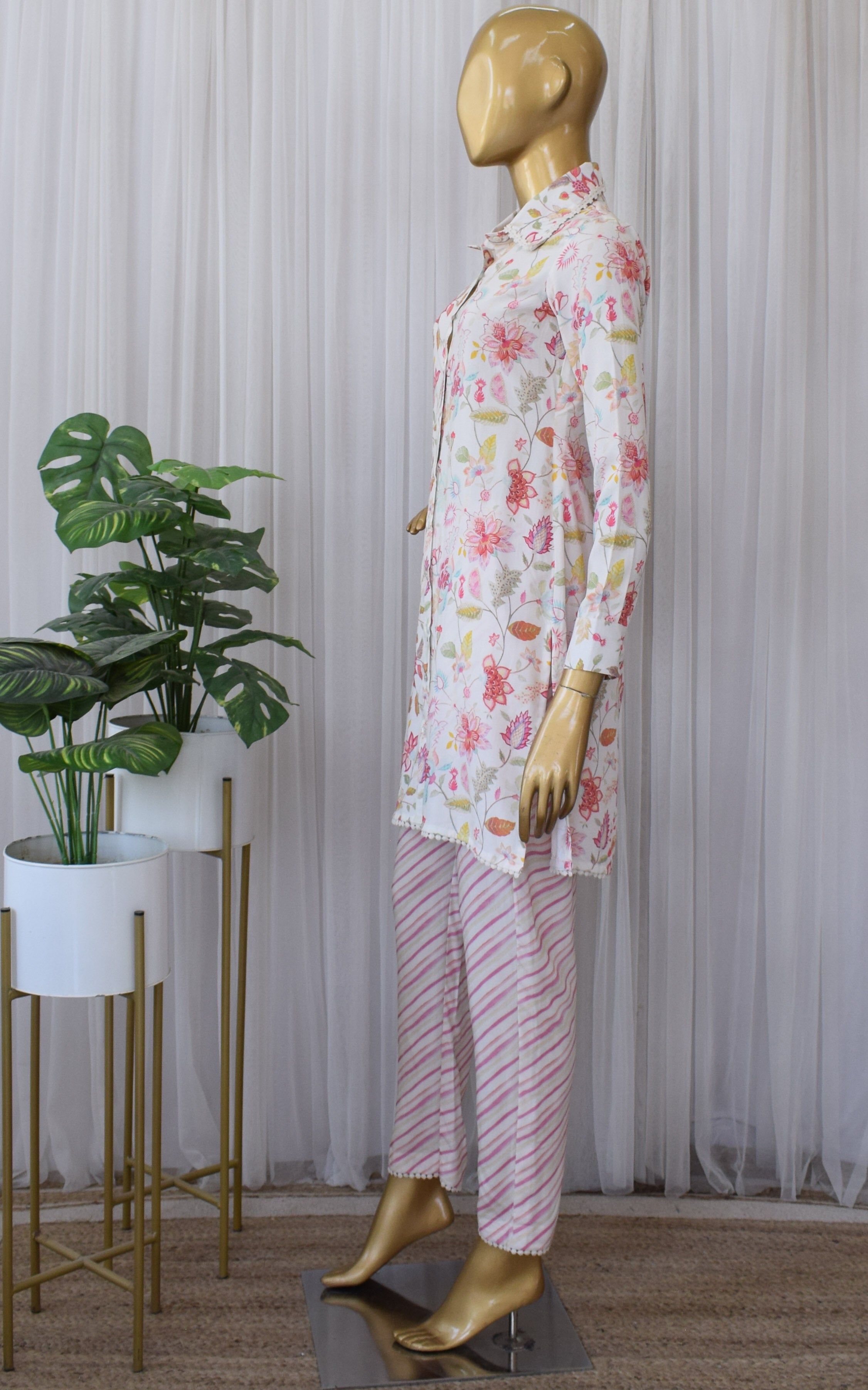 Vintage Floral Print Cotton Co-ord Set