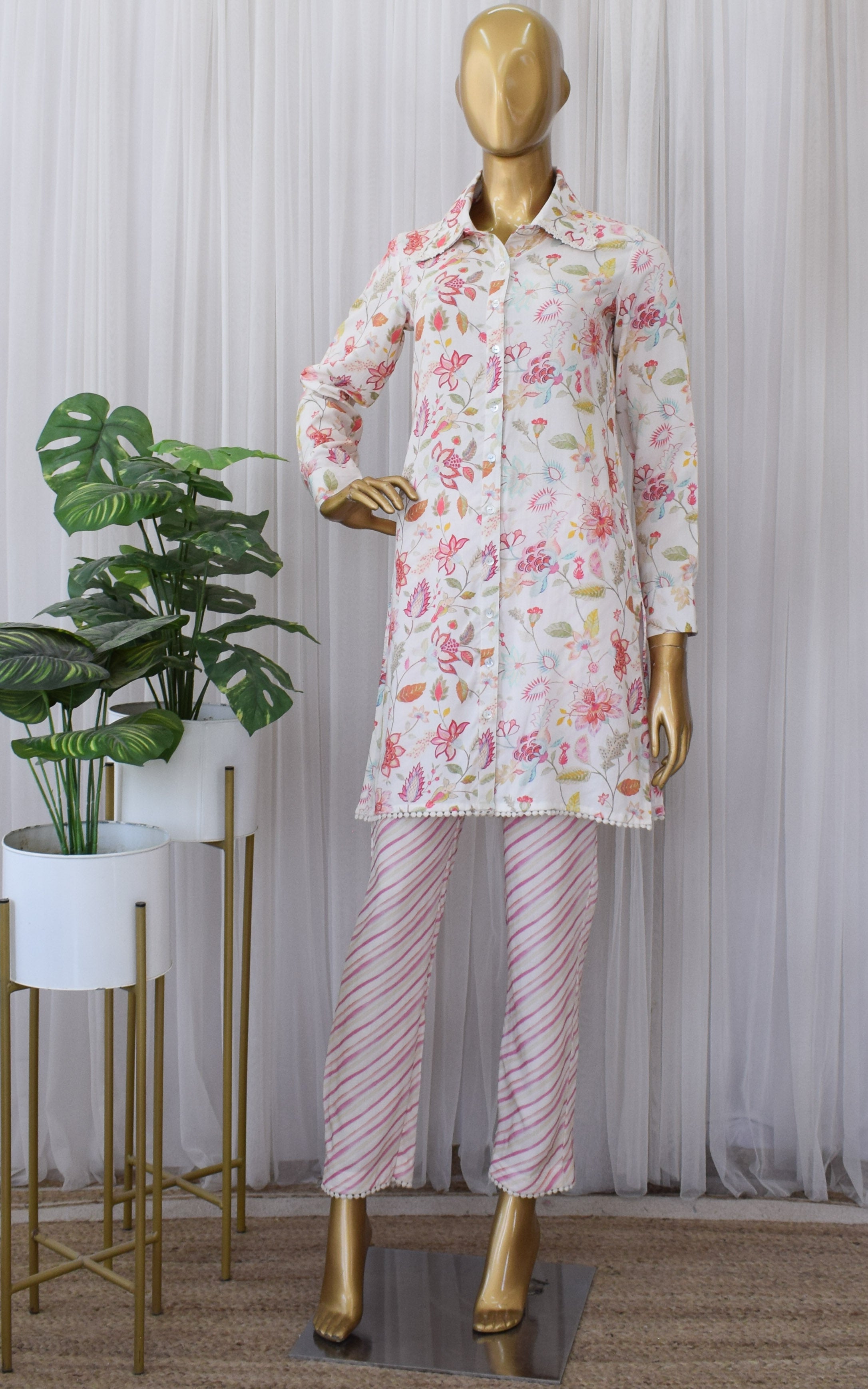 Vintage Floral Print Cotton Co-ord Set