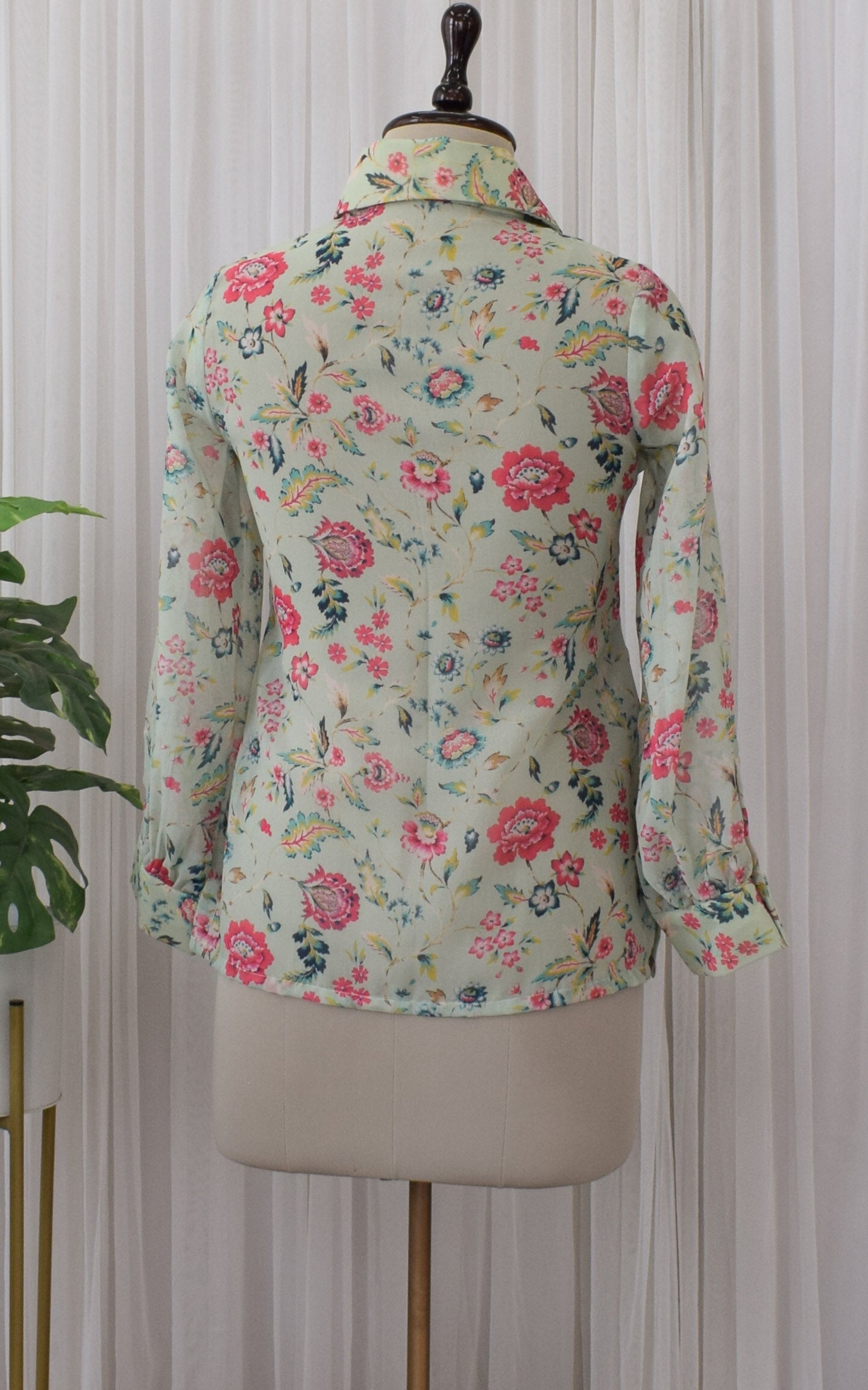 Laurel Green Floral Printed Georgette Shirt