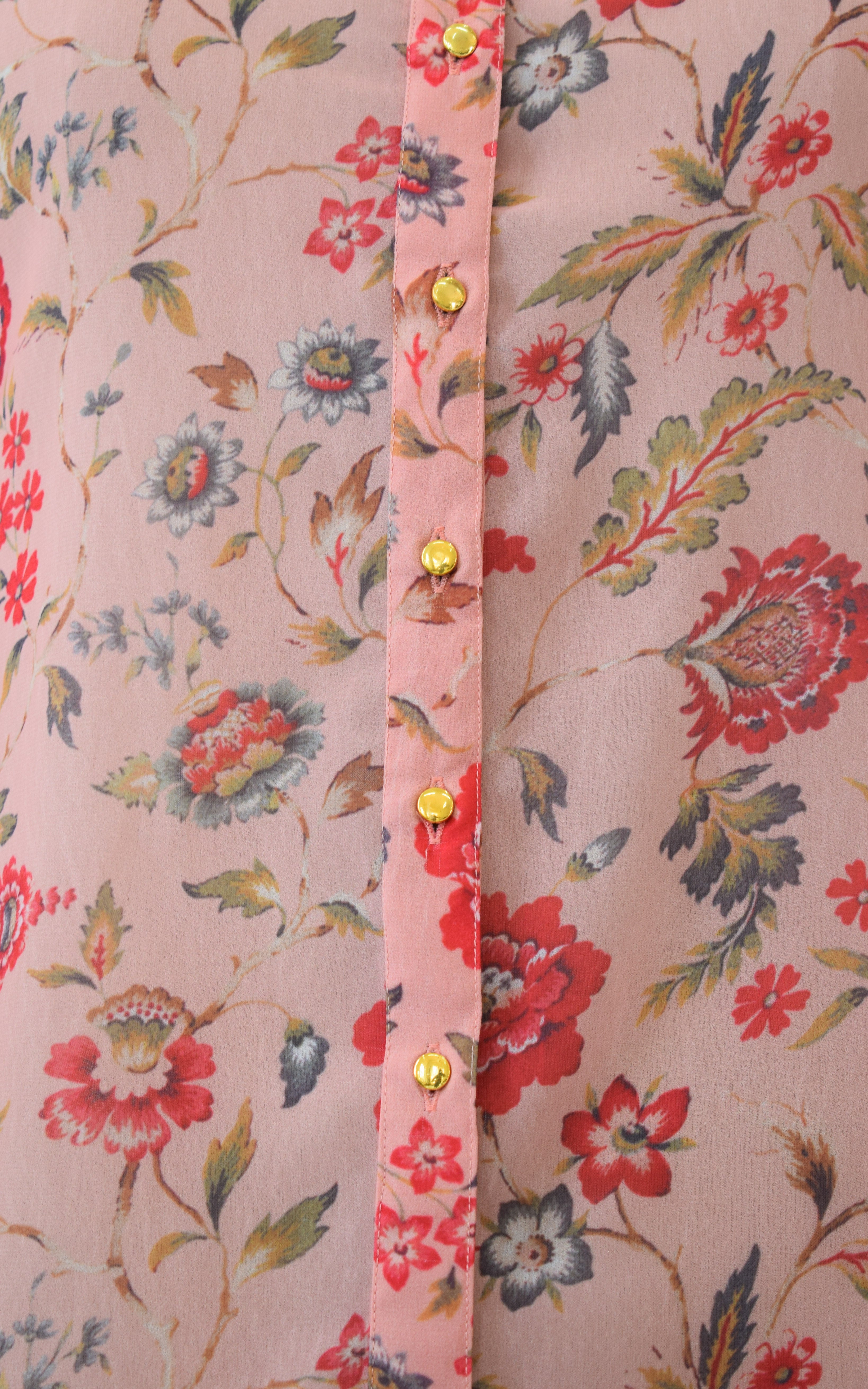 Peach Floral Printed Georgette Shirt