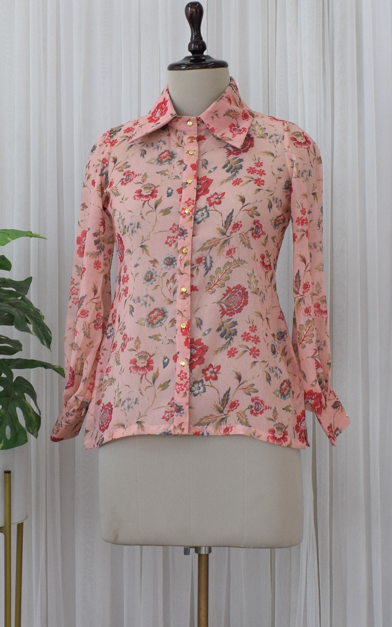Peach Floral Printed Georgette Shirt