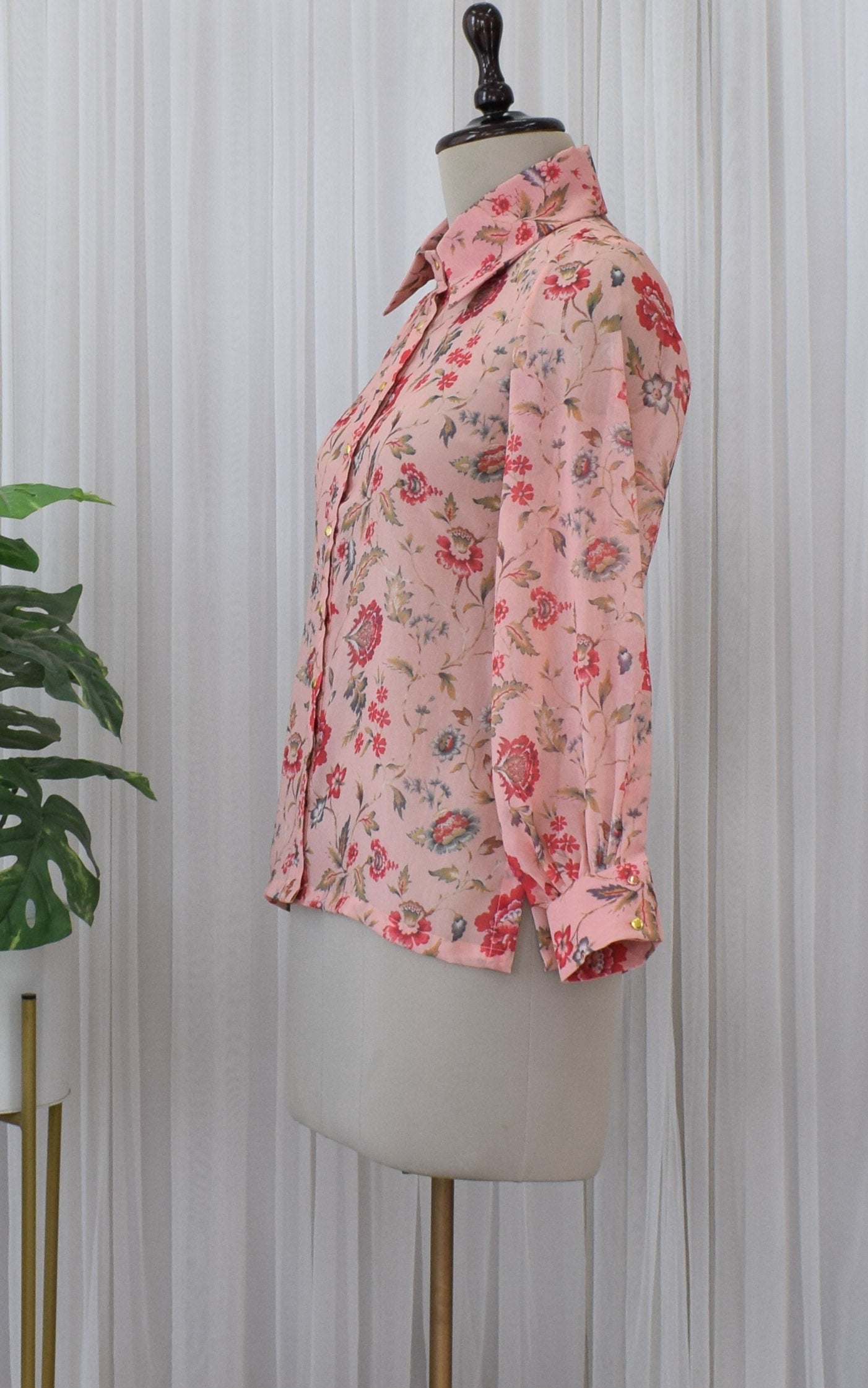 Peach Floral Printed Georgette Shirt