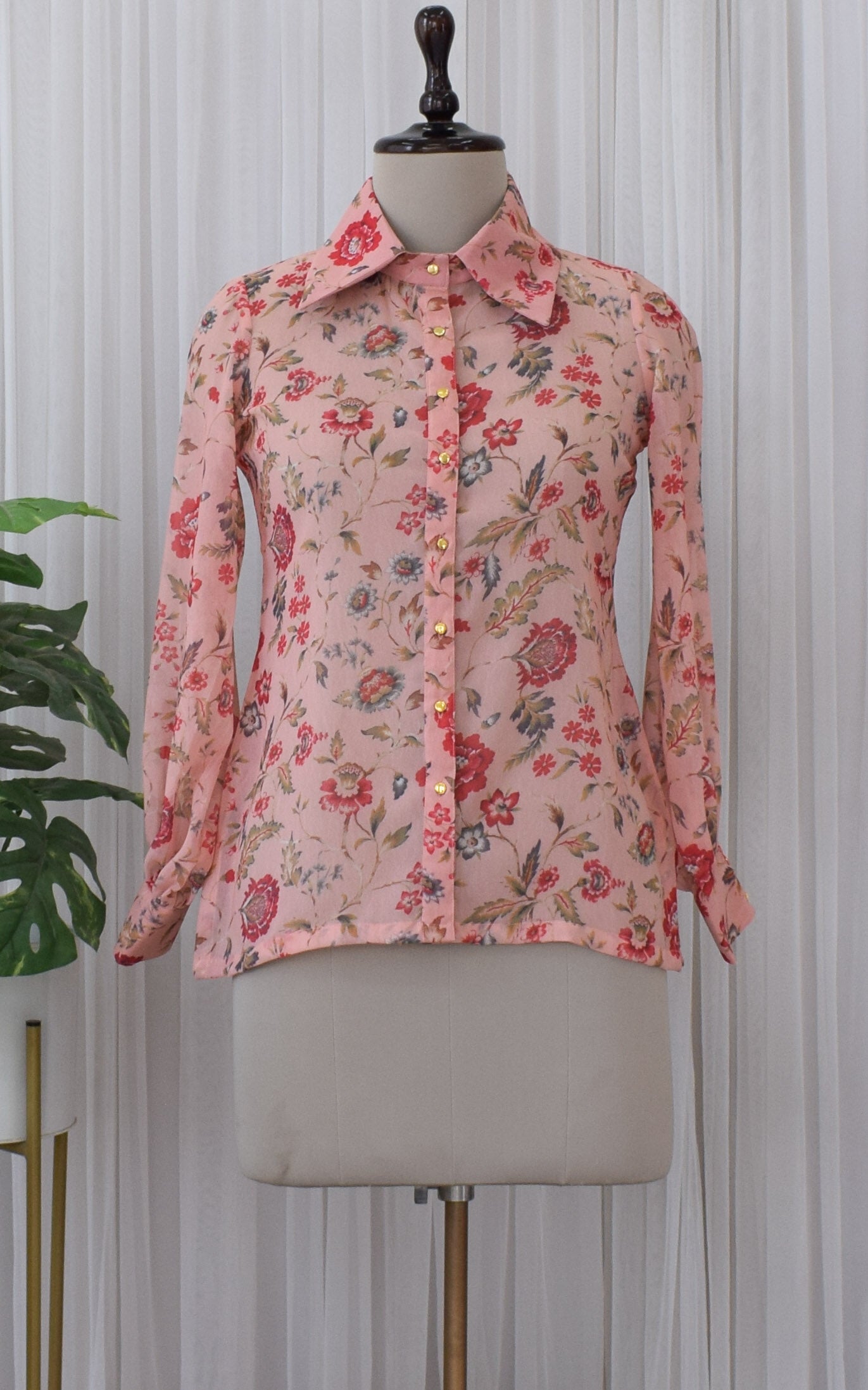 Peach Floral Printed Georgette Shirt