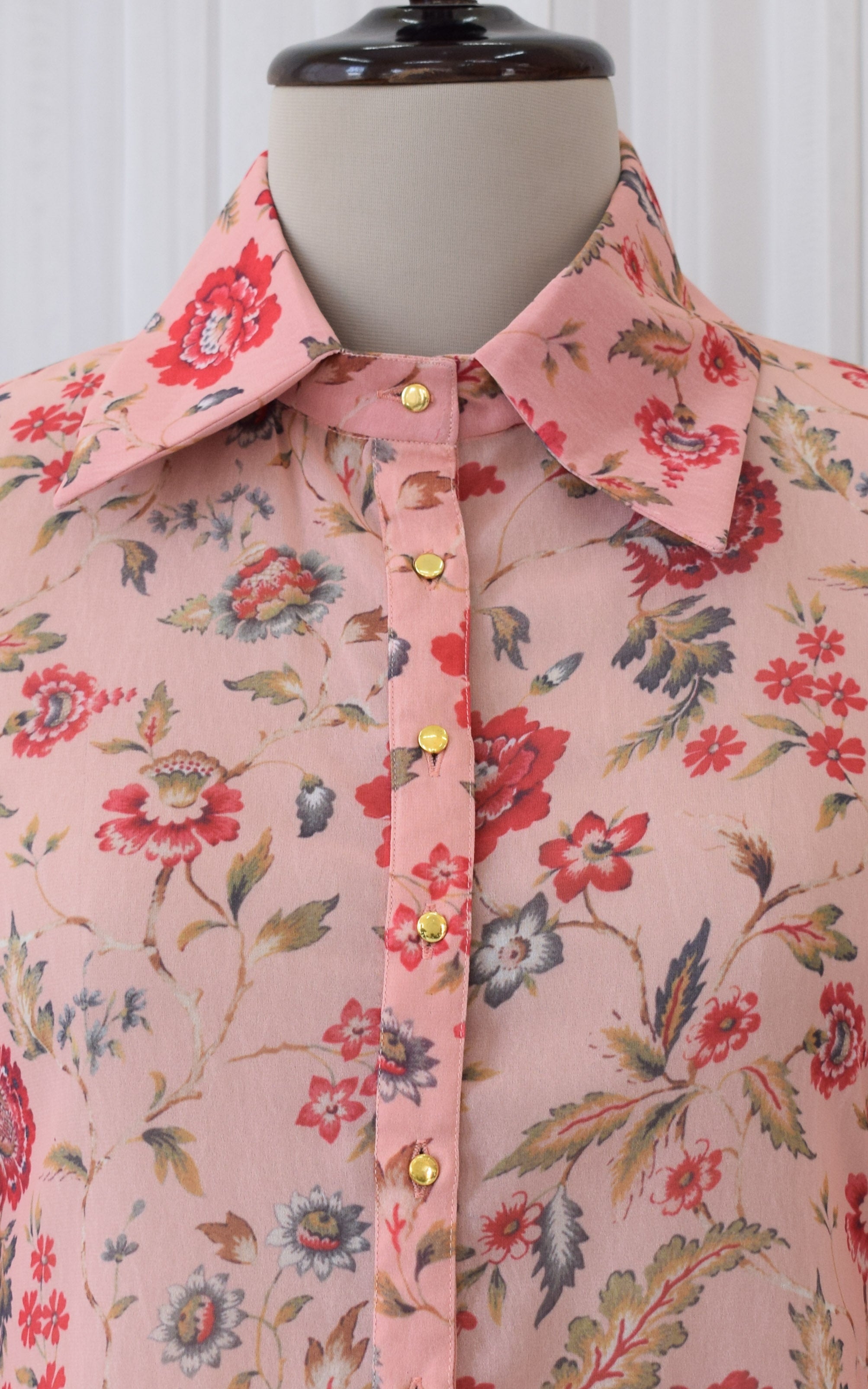 Peach Floral Printed Georgette Shirt