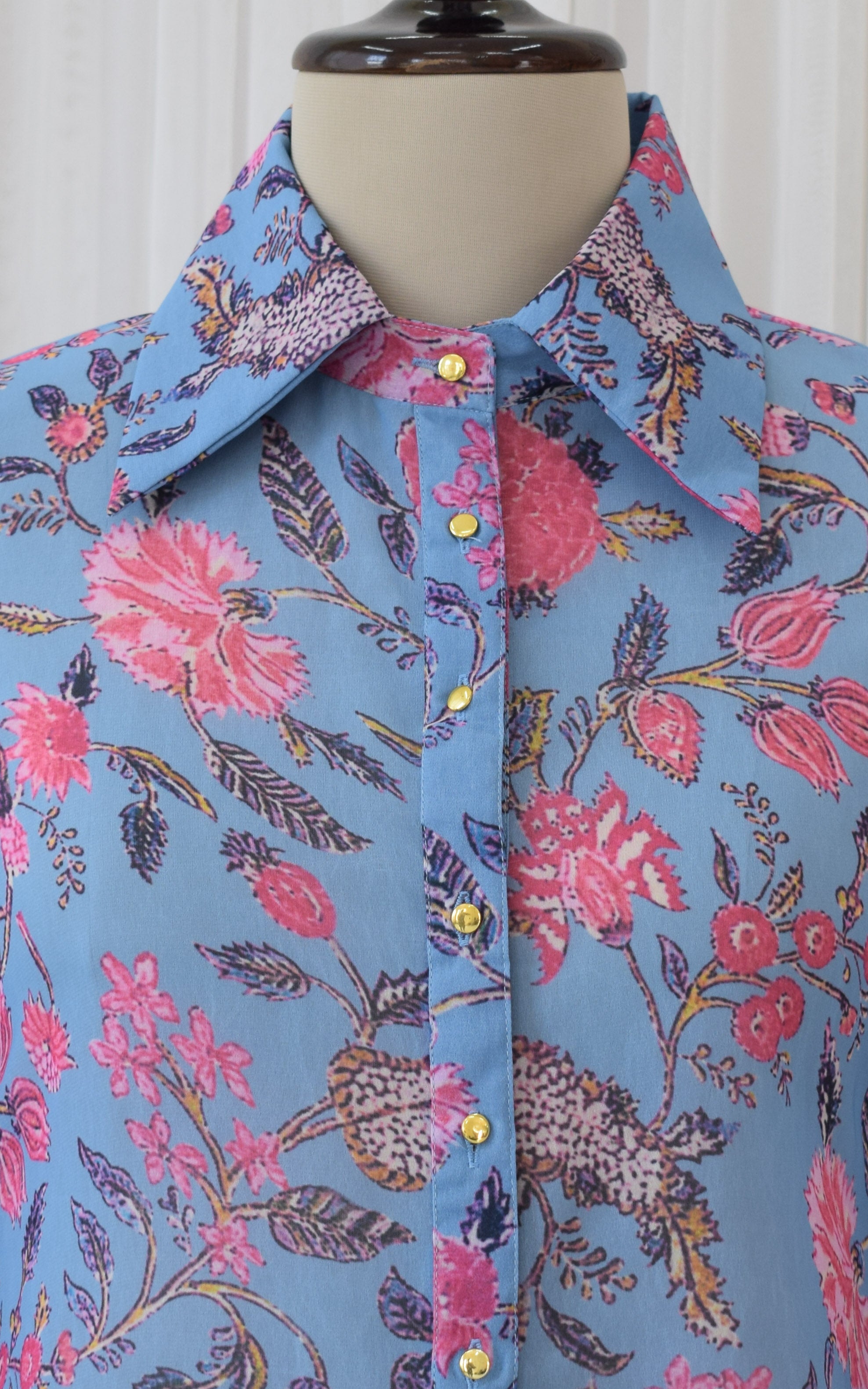 Grey Floral Printed Georgette Shirt