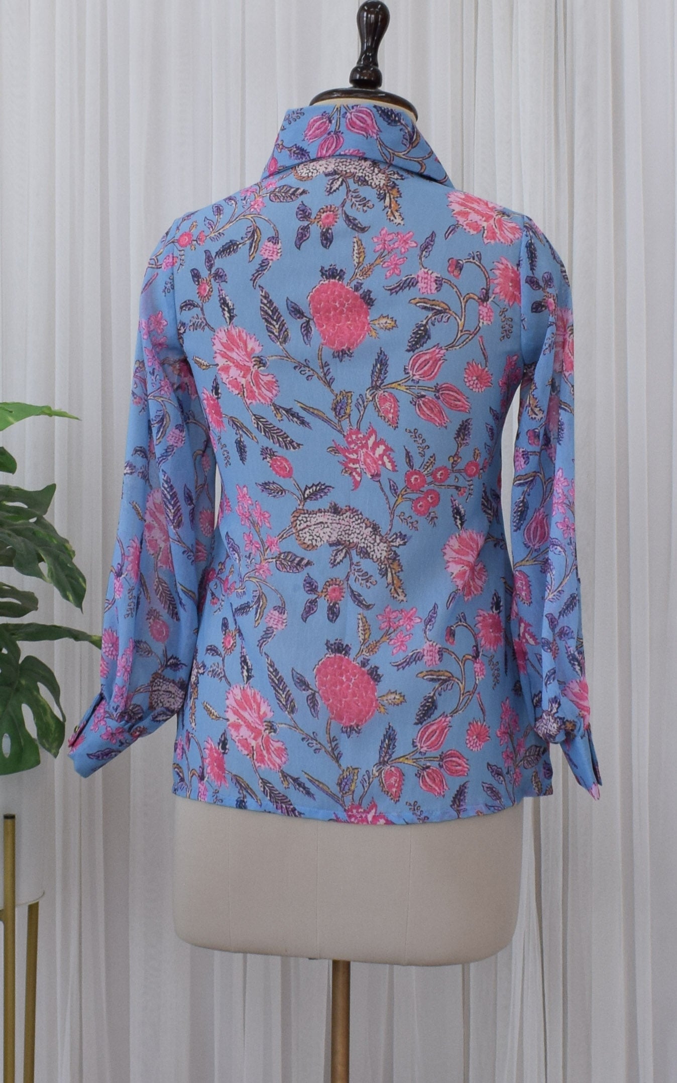 Grey Floral Printed Georgette Shirt