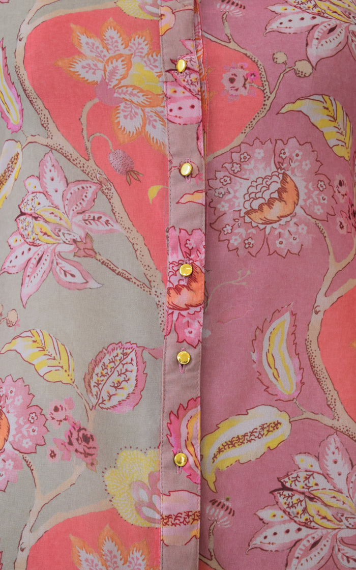Women's Blue Floral Printed Georgette Casual Shirt