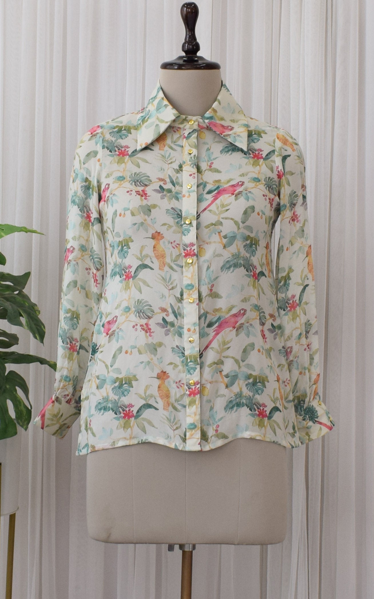 Off-White Bird Printed Georgette Shirt