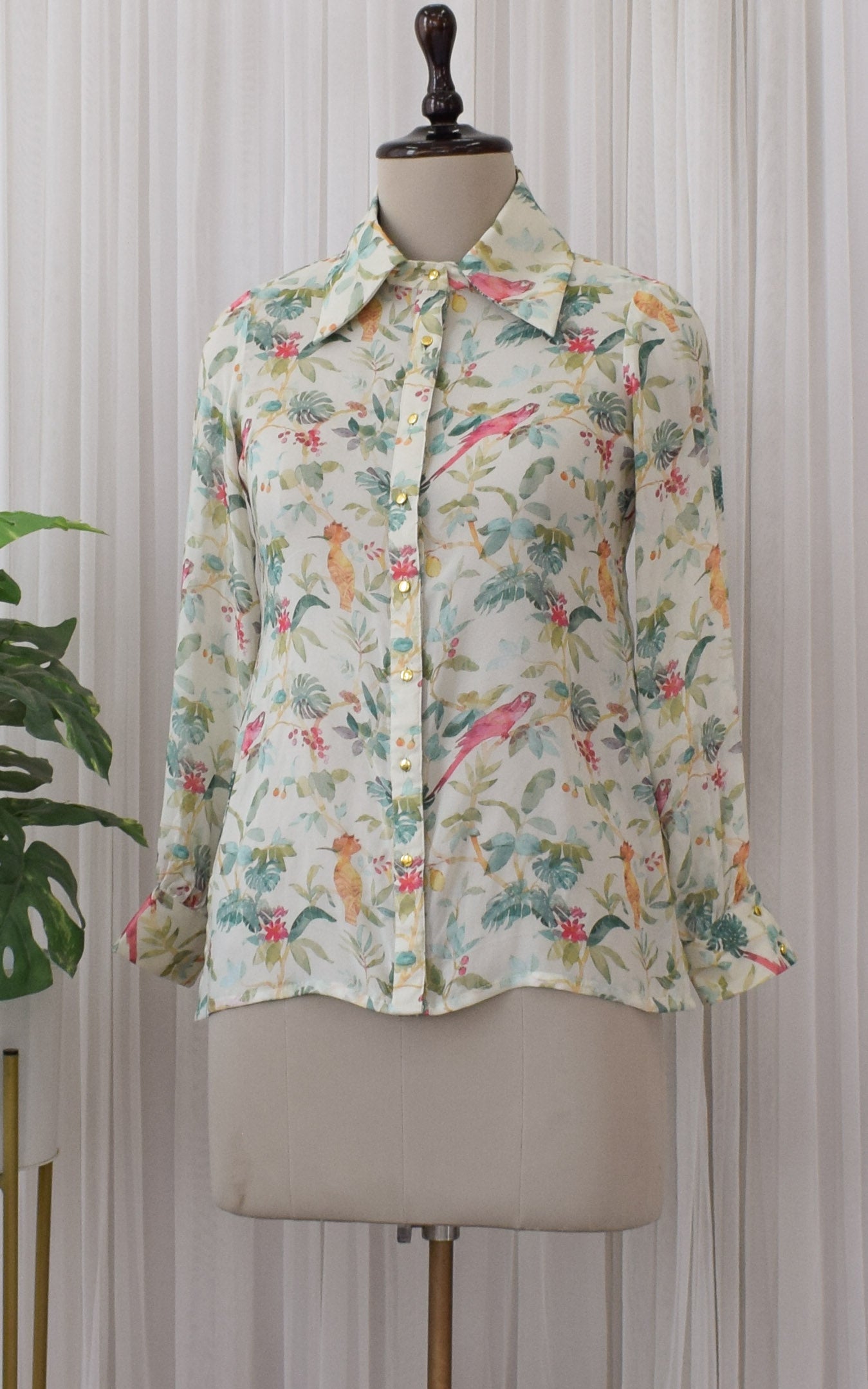 Off-White Bird Printed Georgette Shirt