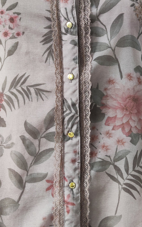 Chic Steel Grey Organza Simar Silk Designer Party Wear Salwar Suit With Steel Grey Organza Simar Silk
