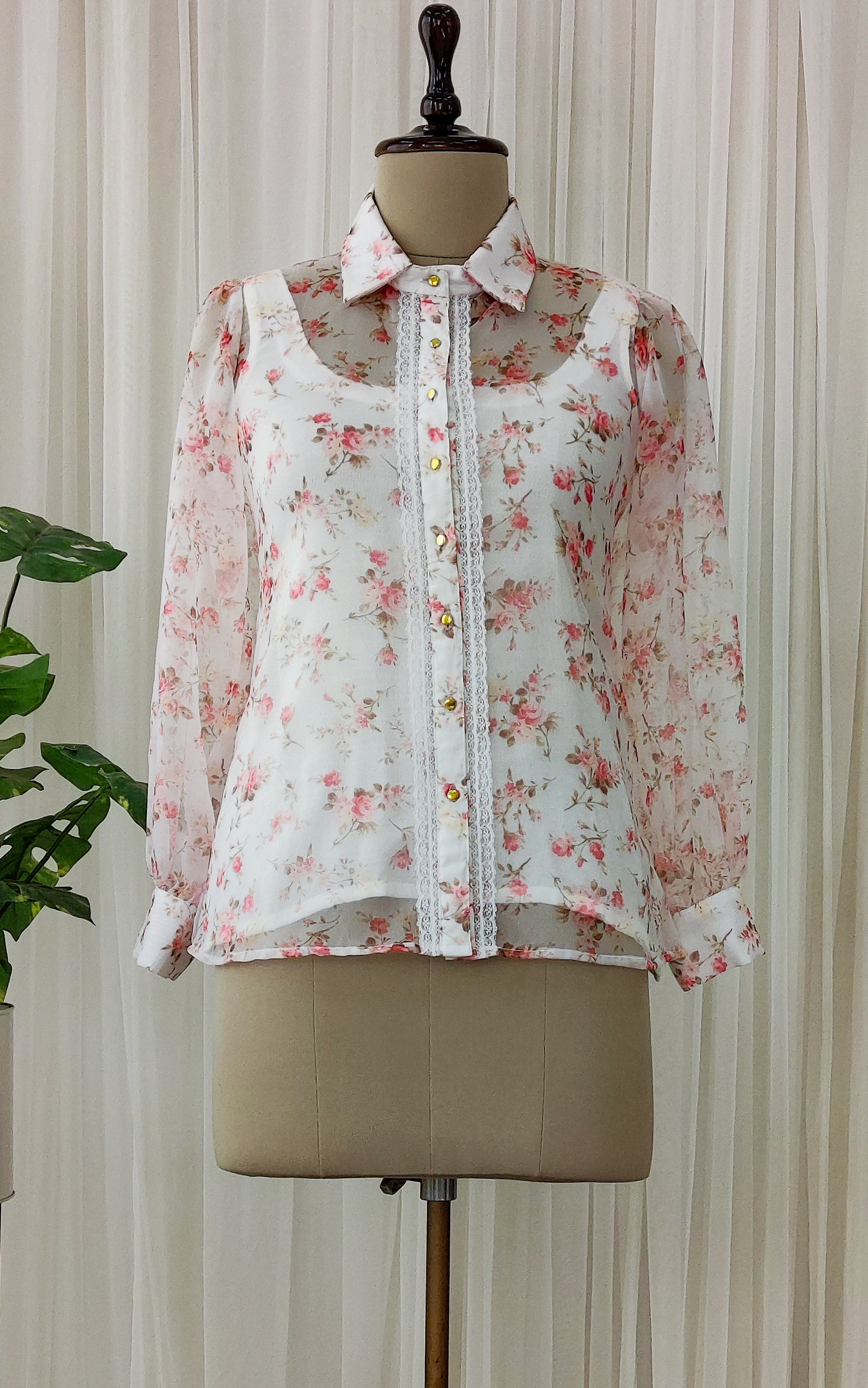 White Floral Organza Shirt