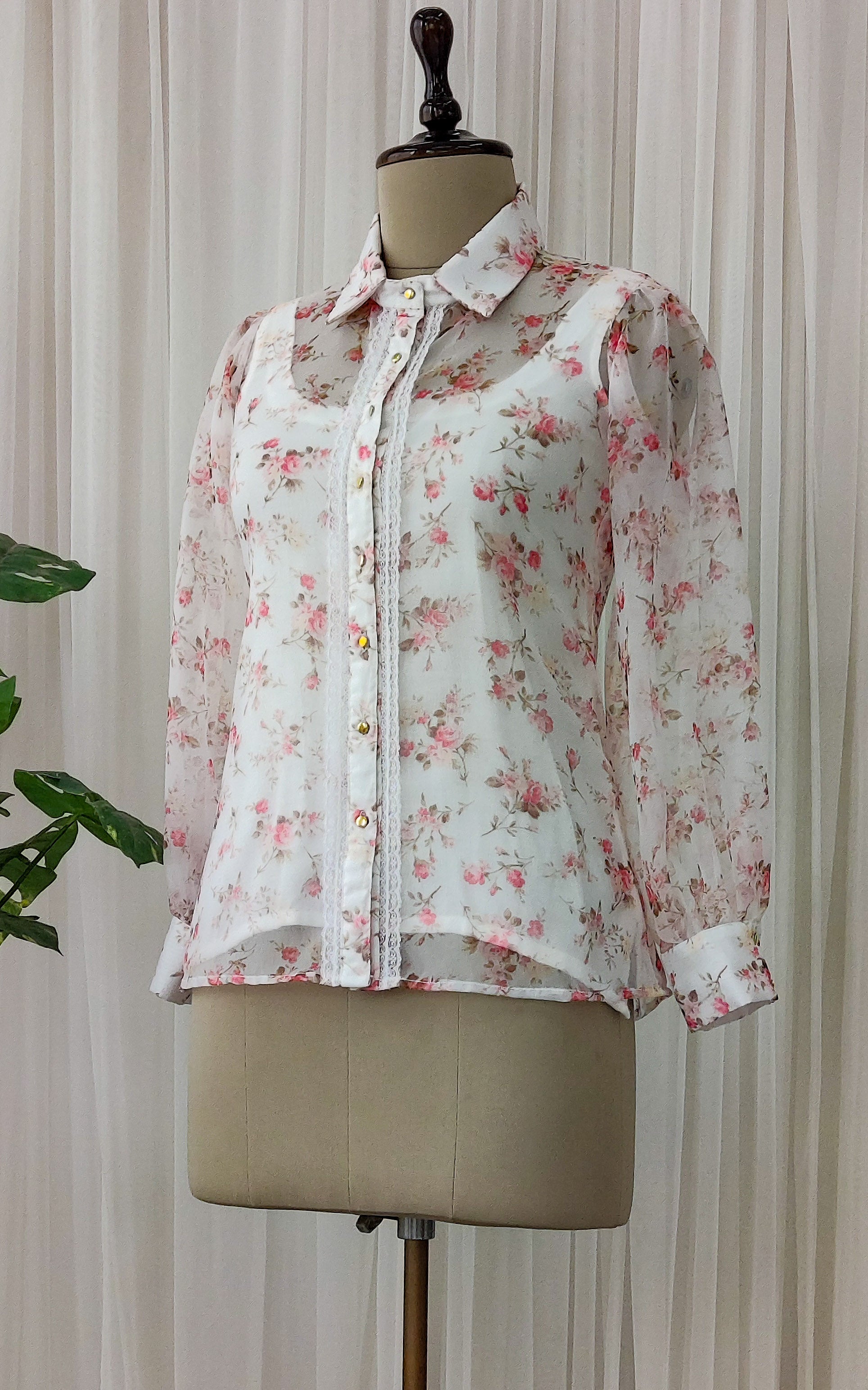 White Floral Organza Shirt