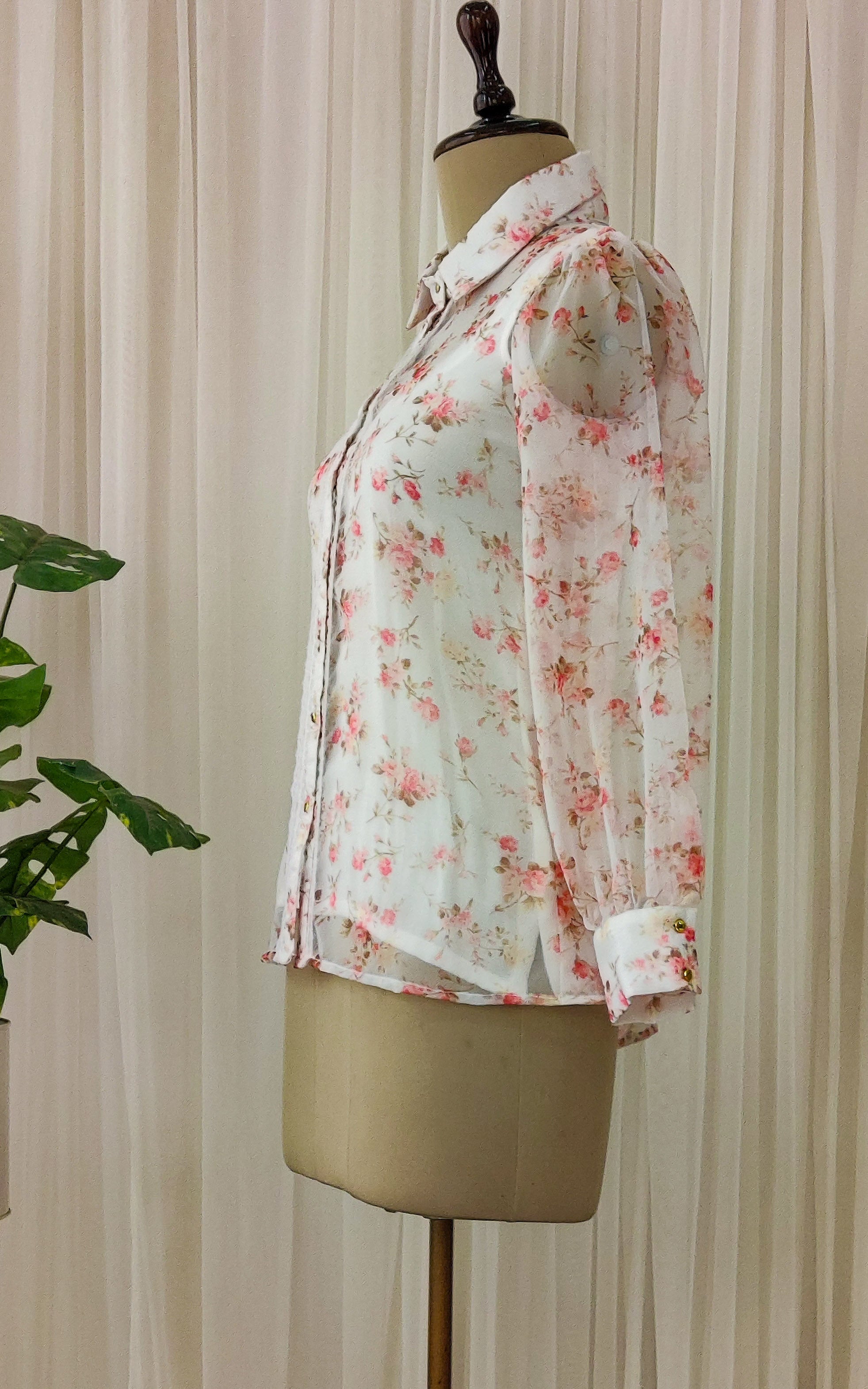 White Floral Organza Shirt