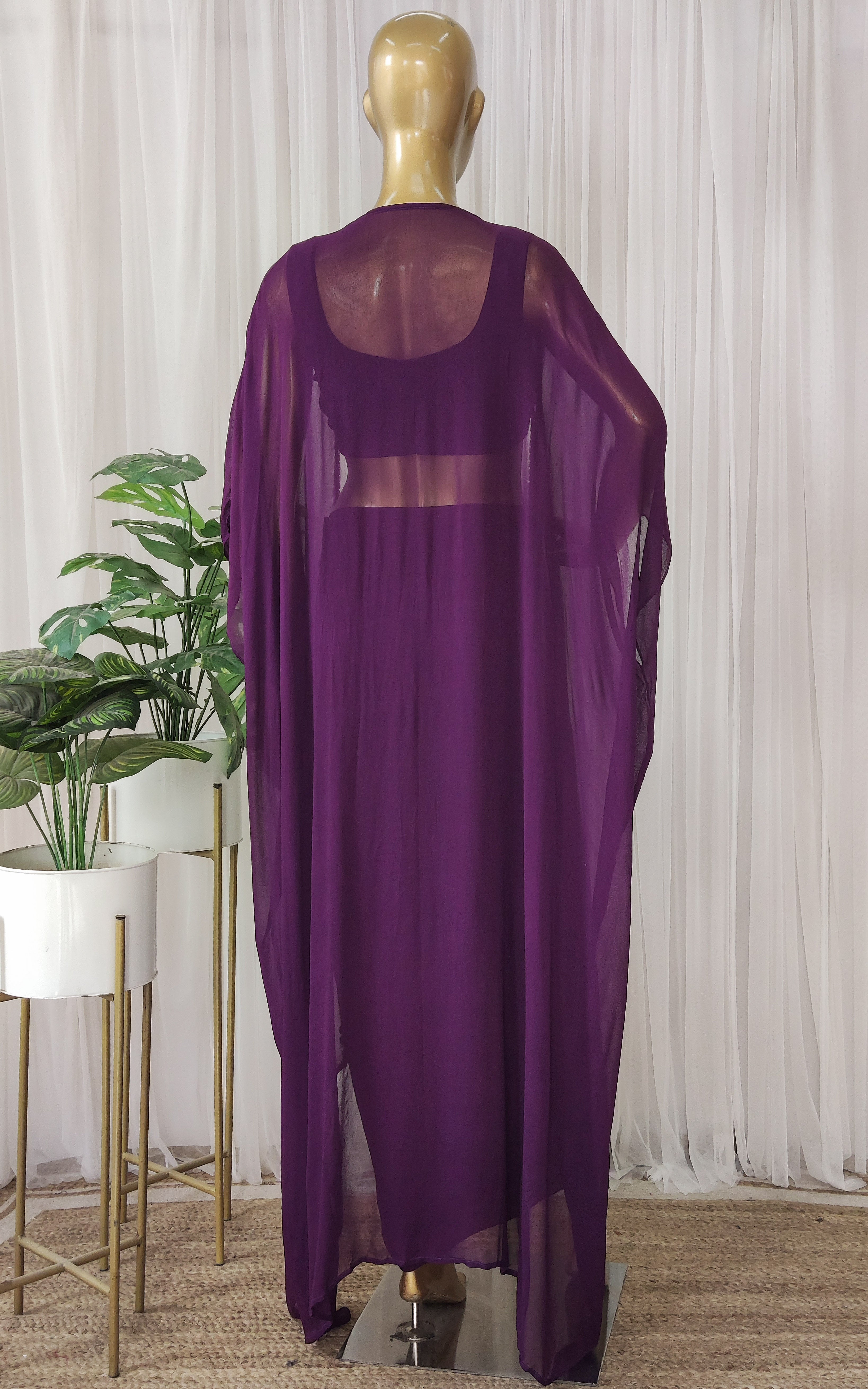 Drashti Purple Mirrorwork Crop Top Dhoti & Jacket Co-ord Set