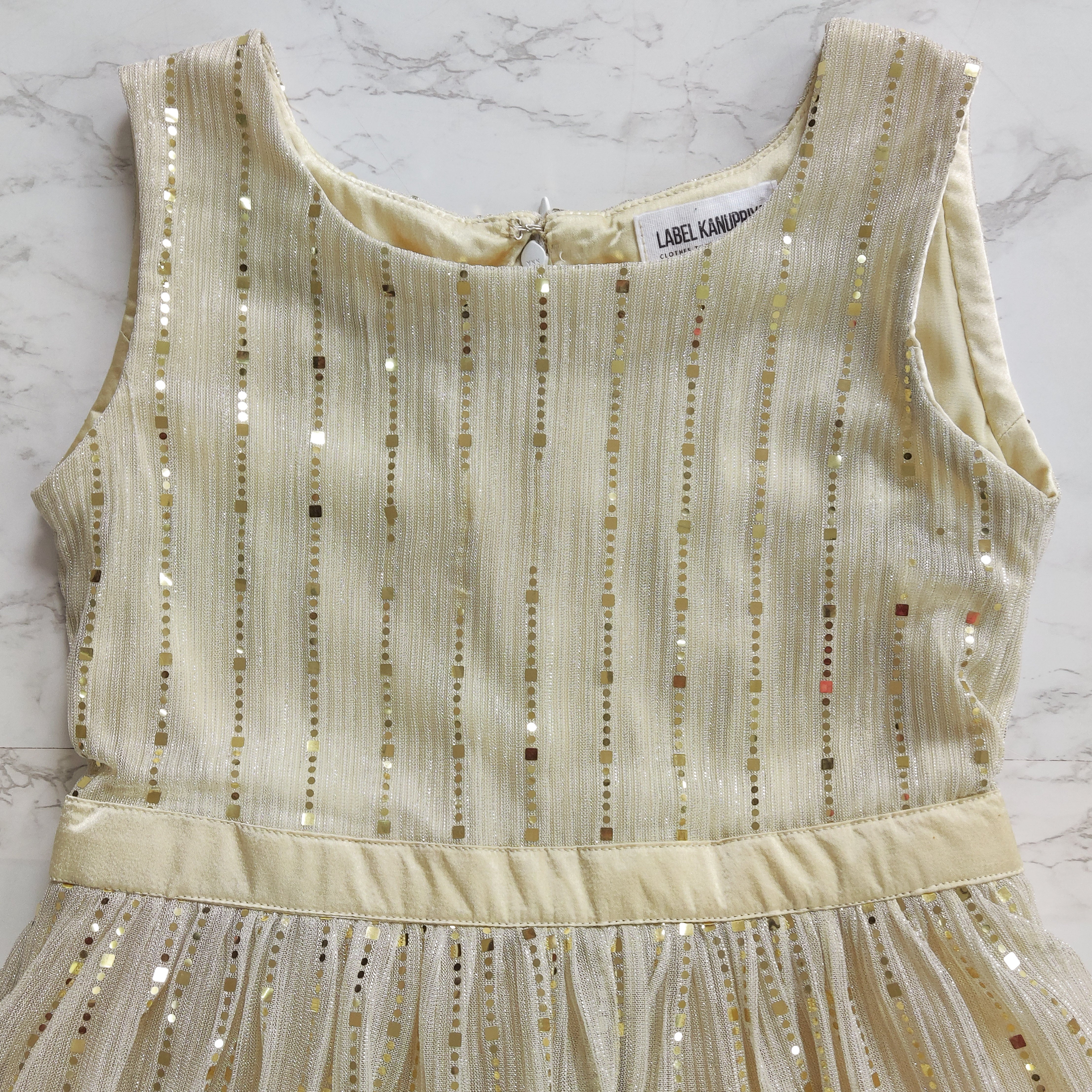 Off White Shimmer Kids Dress