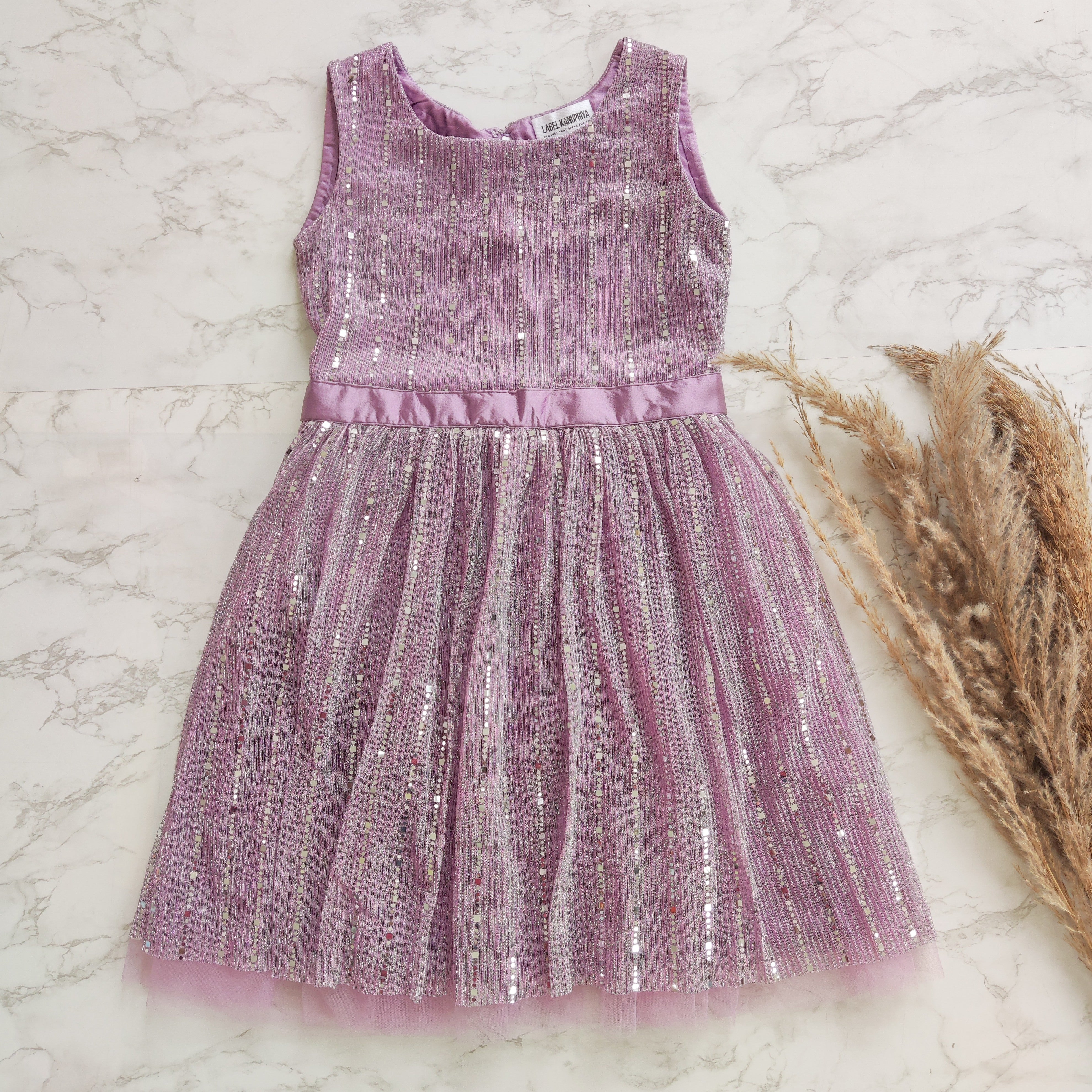 Lilac Shimmer Fabric Kids Dress