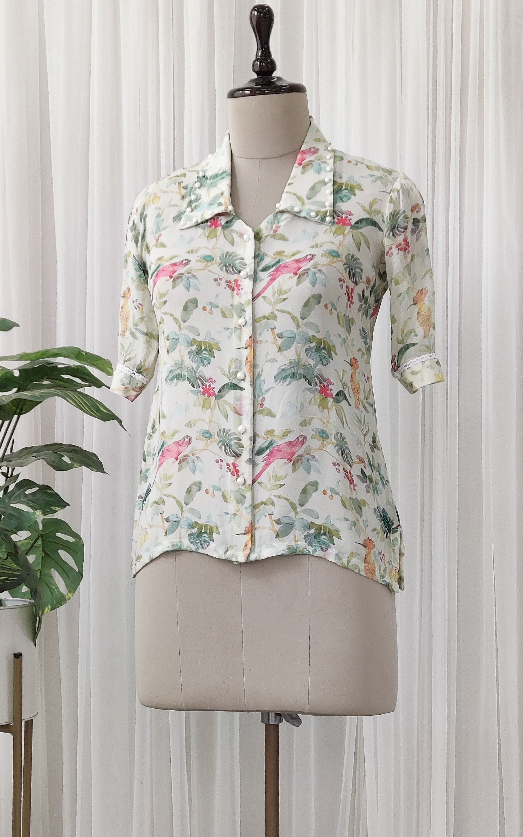 Off White Bird Georgette Top