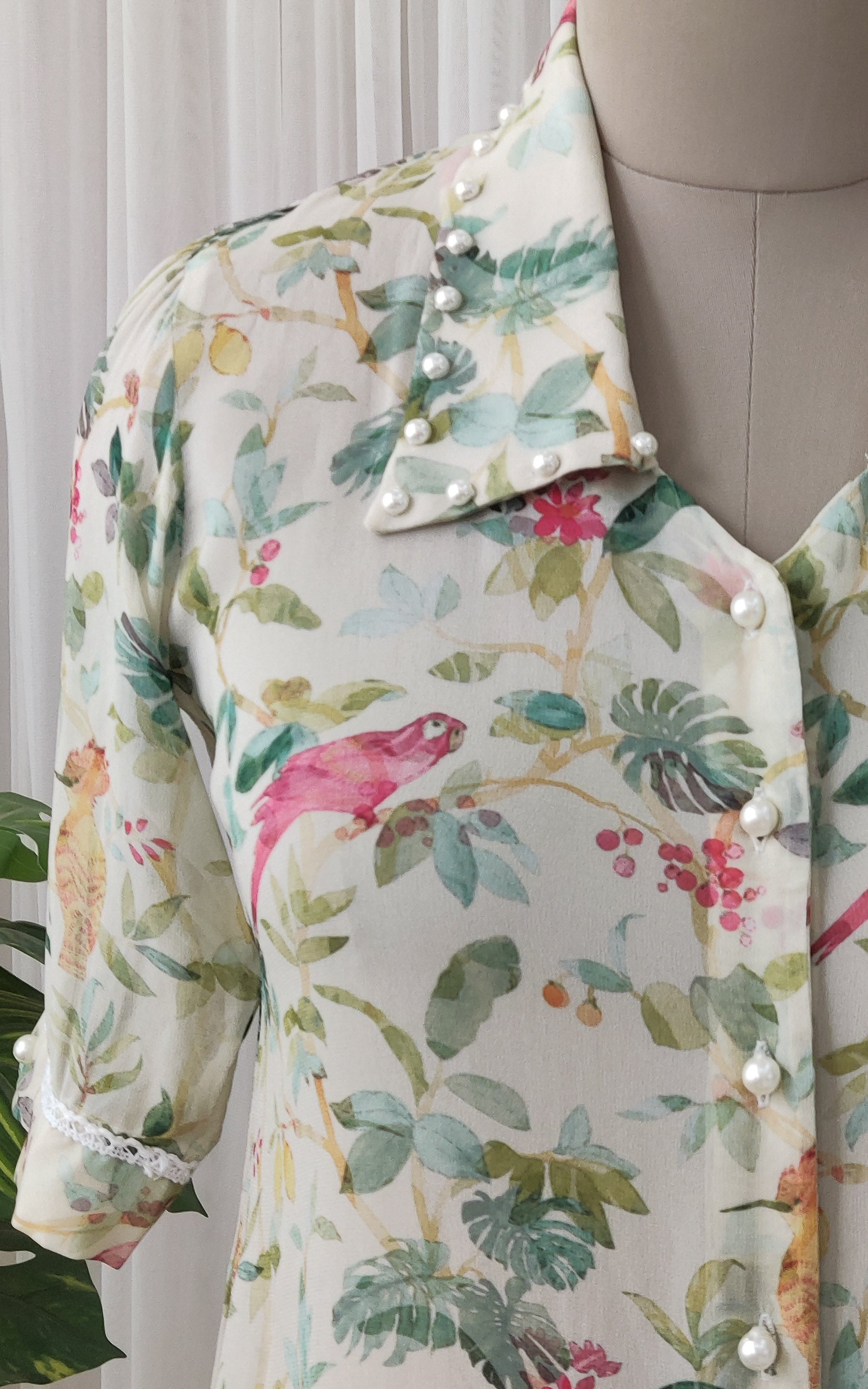 Off White Bird Georgette Top