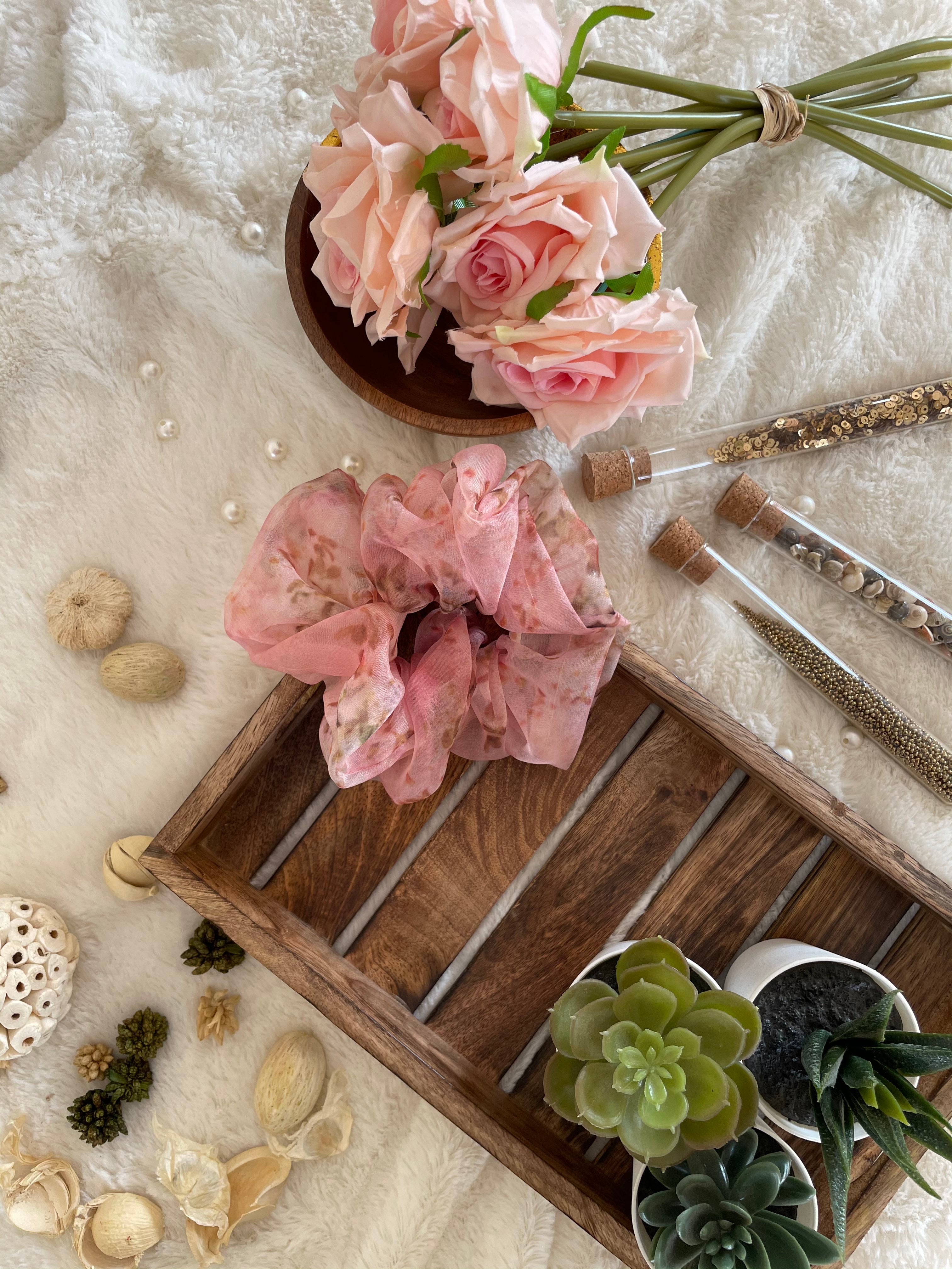 Pastel Pink Giant Organza Scrunchie