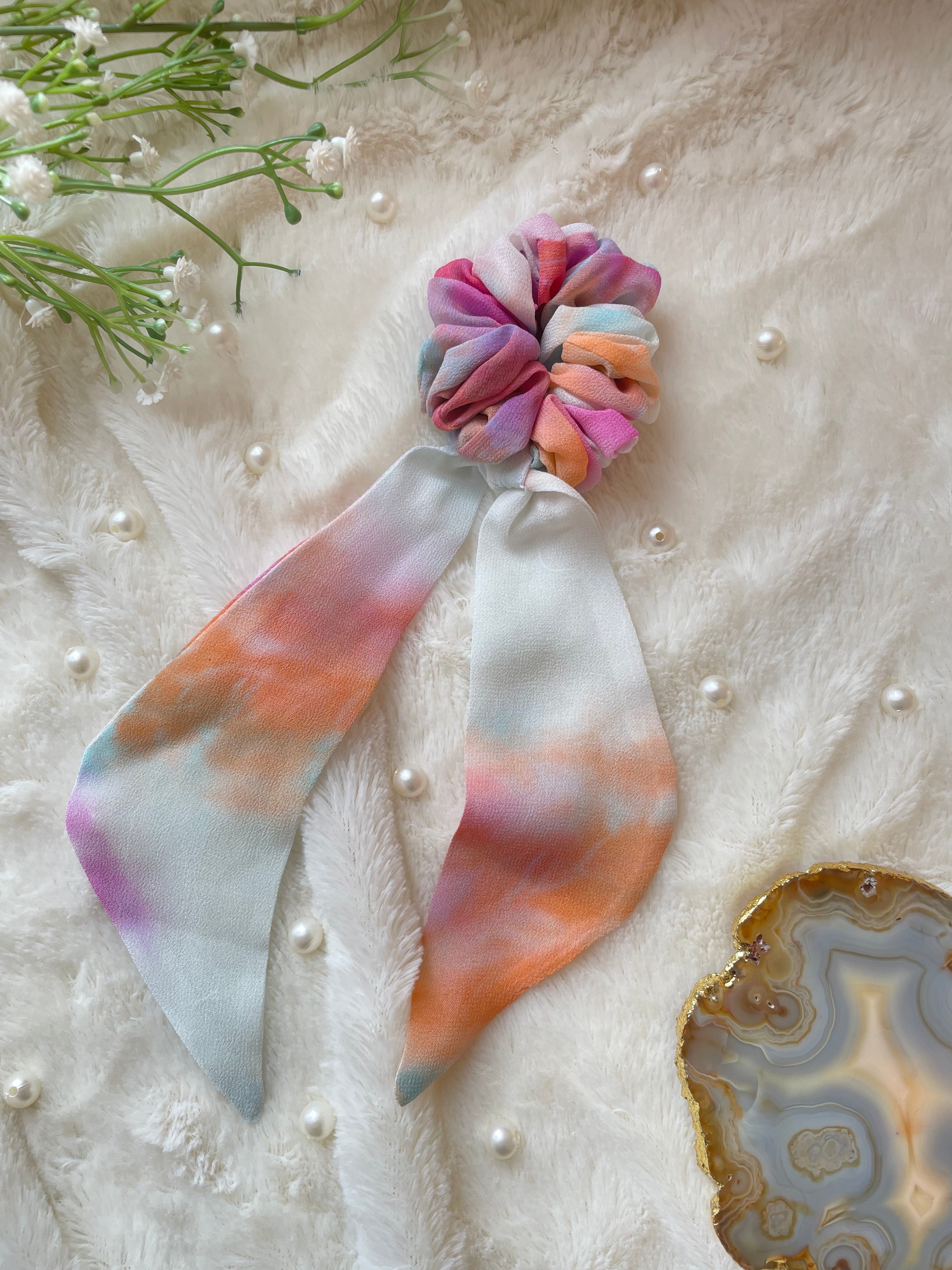Multicolor Tie-dye Scarf Scrunchie