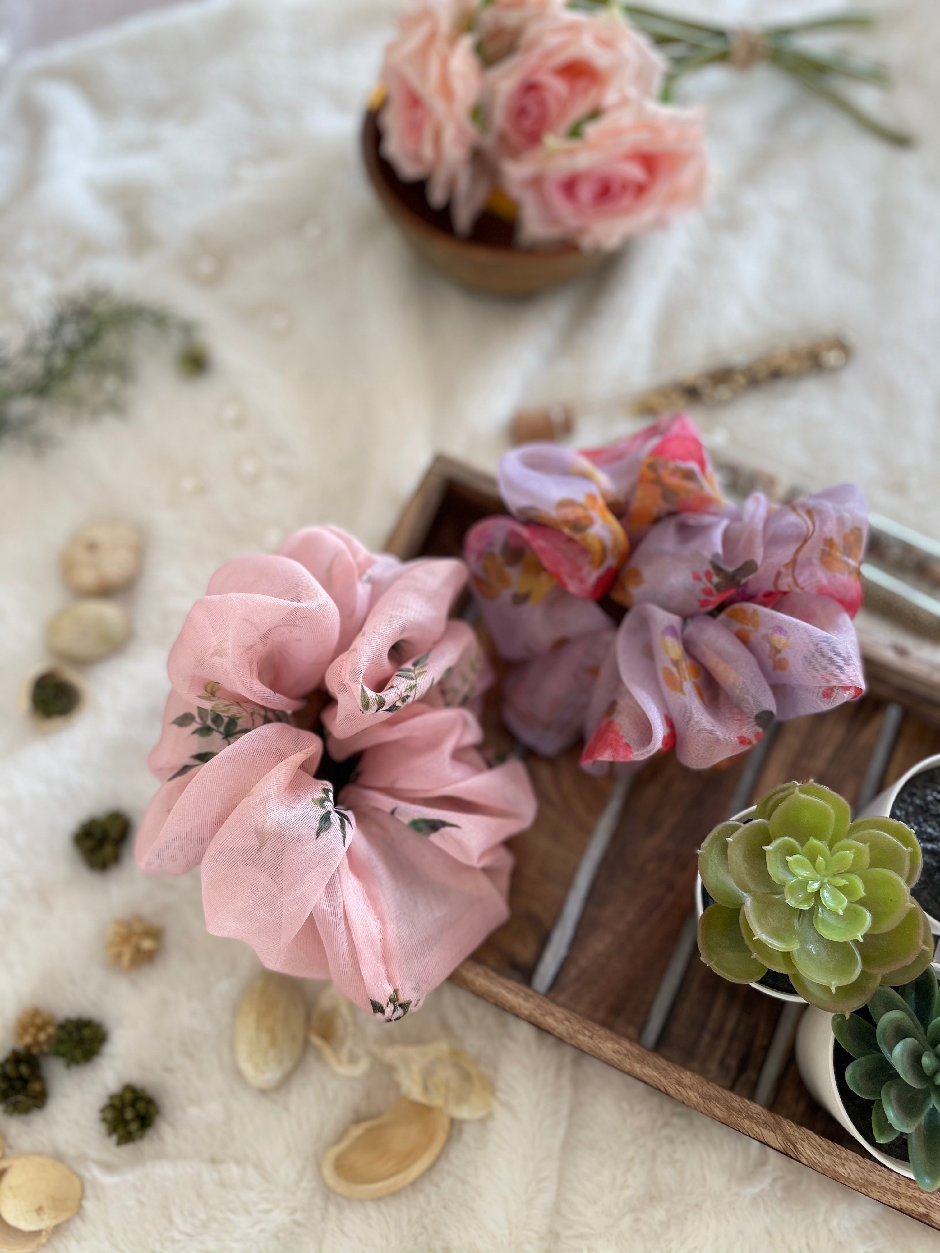 Giant Organza Scrunchies Combo (Baby Pink, Lavender)