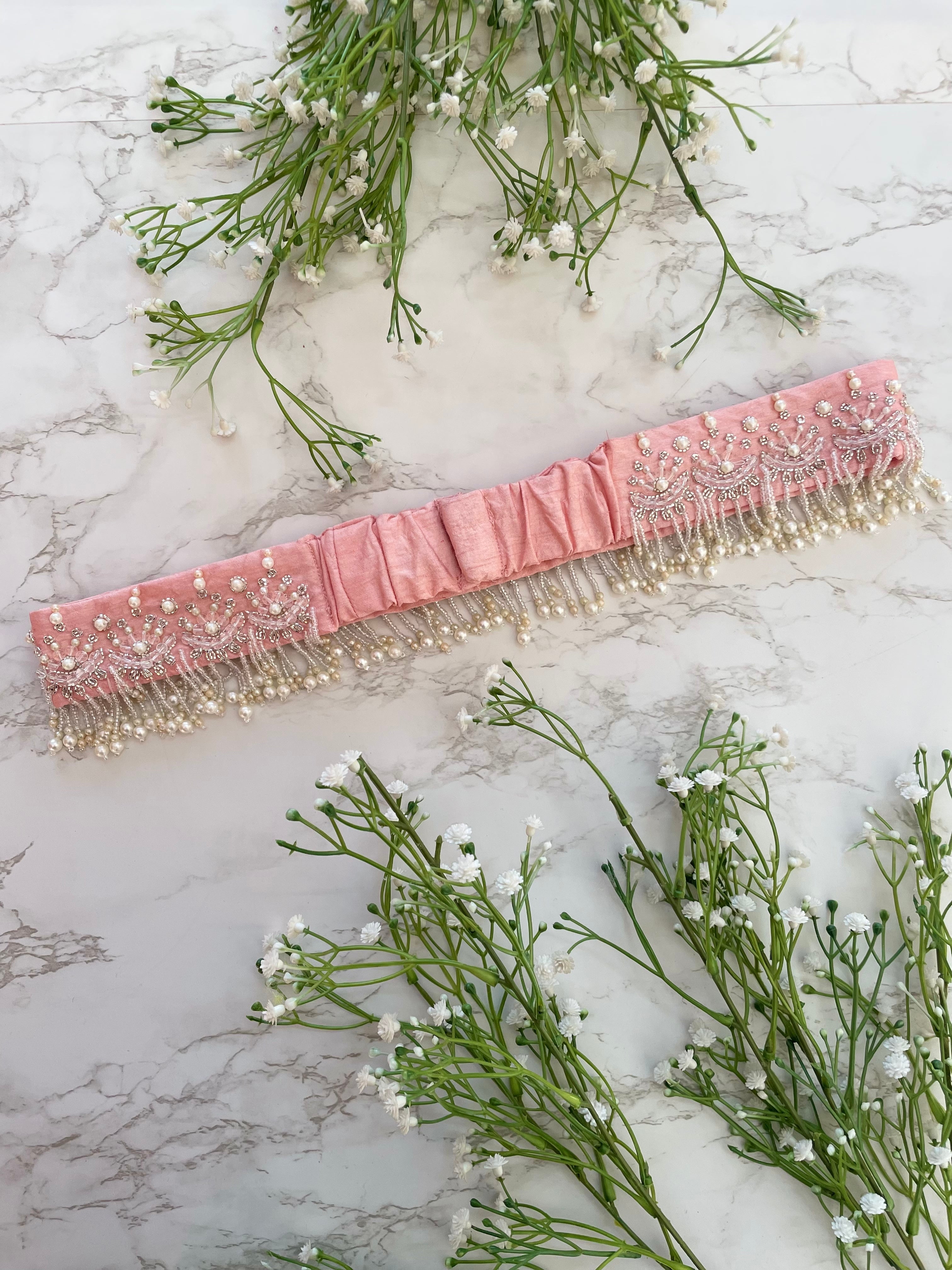 Pastel Pink Embellished Belt