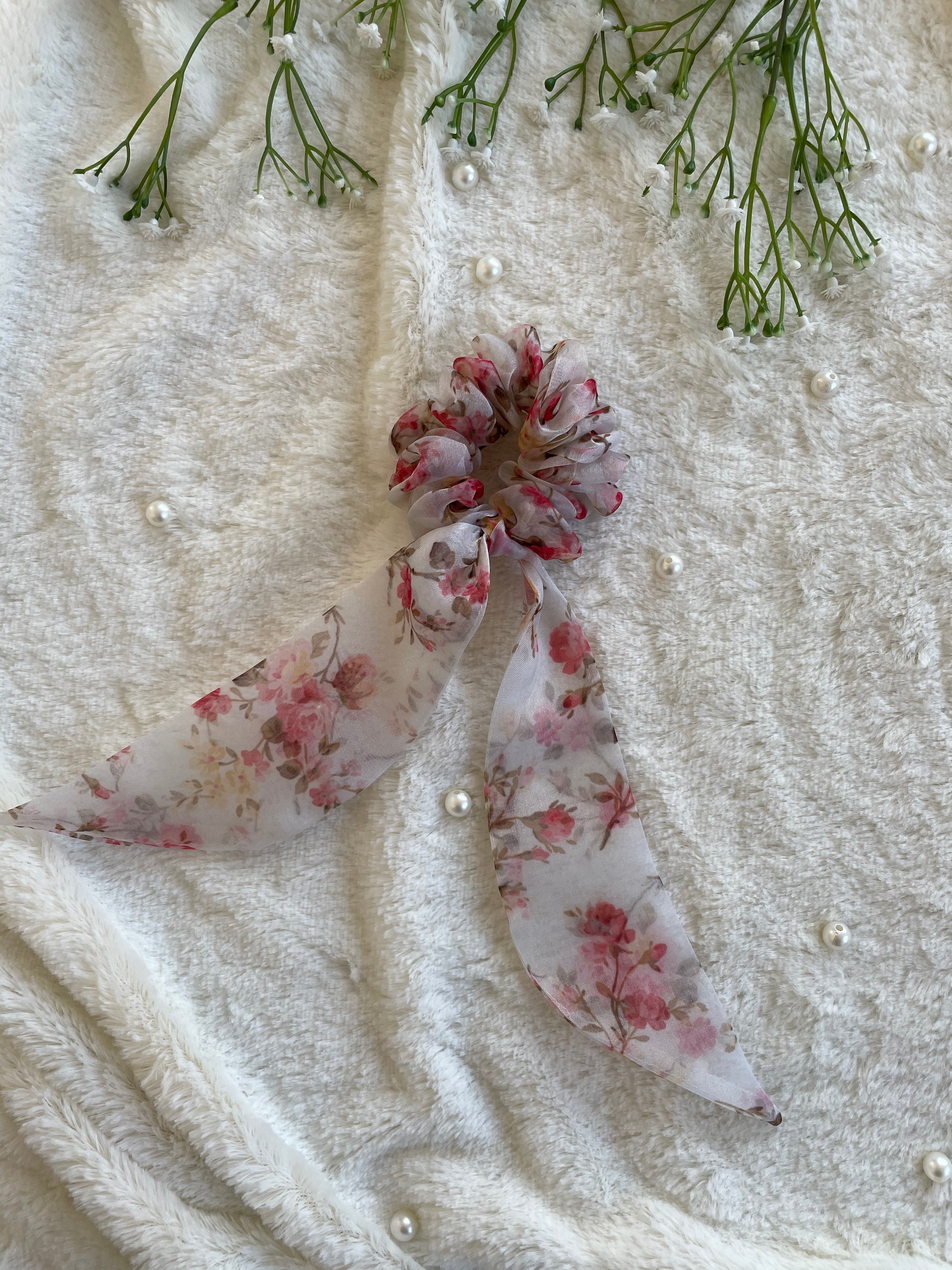 Organza Scrunchie and Scarf Scrunchie Combo (White)