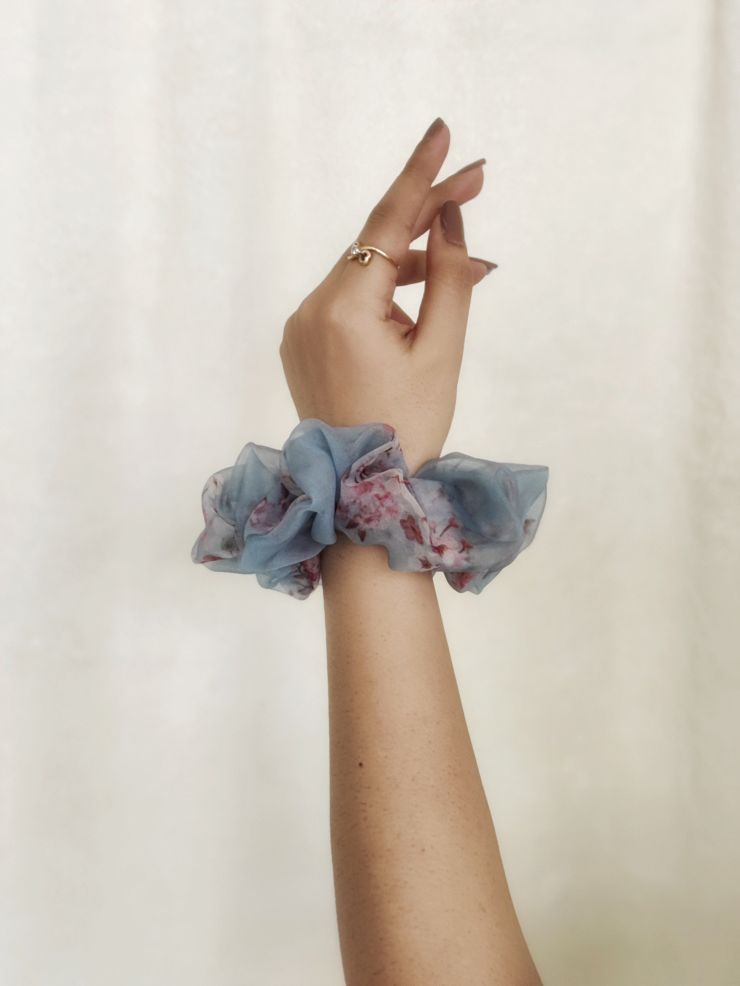 Cerulian Blue Giant Organza Scrunchie