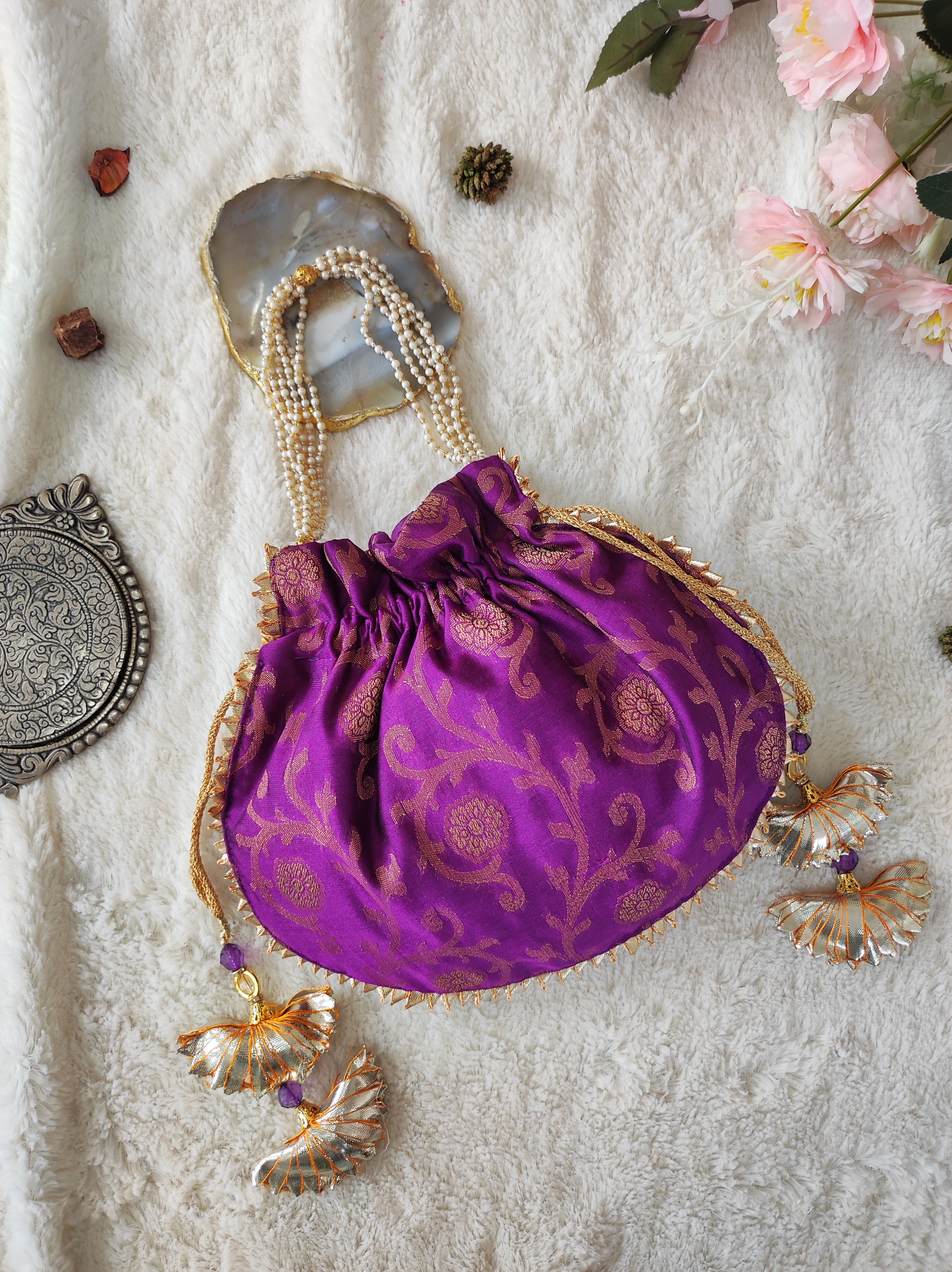 Purple Brocade Potli Bag