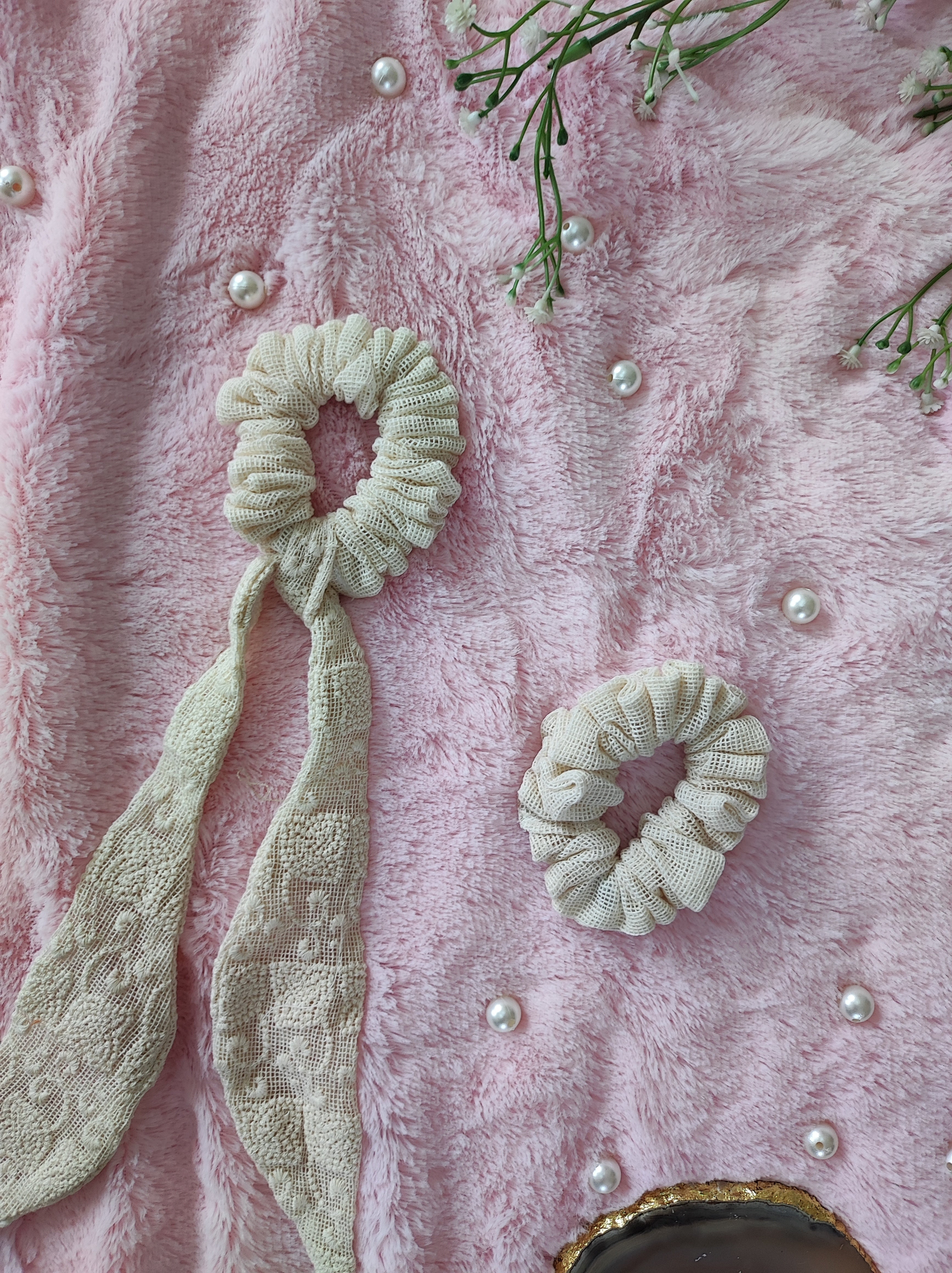 Crochet Net Scarf Scrunchies Combo