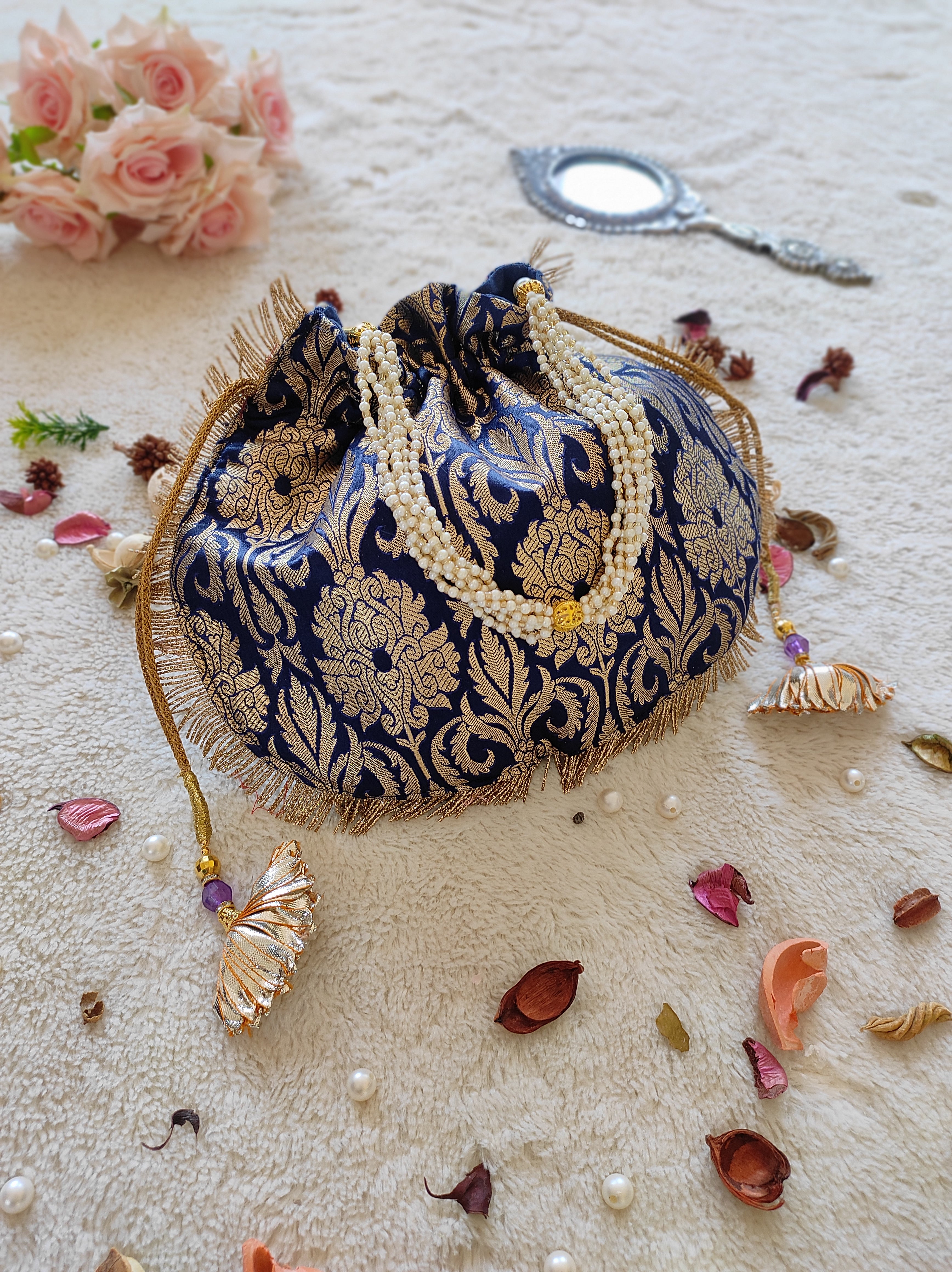 Buy Lotus Potli Bag Wedding Gift Handmade Unique Purse Embroidered Indian  Bridal Bag Handbag Engagement Gifts Bridesmaid Gifts Anniversary Gifts  Online in India - Etsy