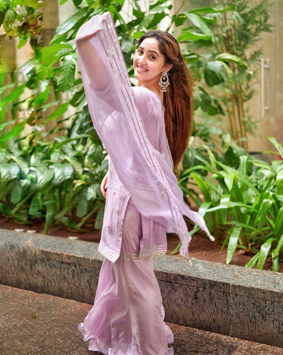 Ashnoor Kaur Lilac Mirrorwork Sharara Set