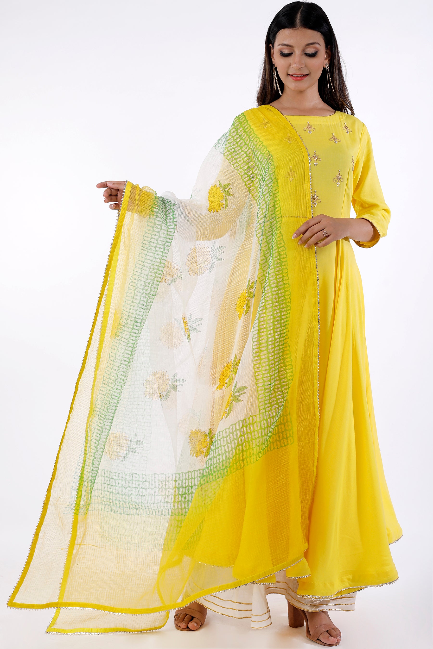 Buy Kota Doria Block Print Dupatta Online at LabelKanupriya.