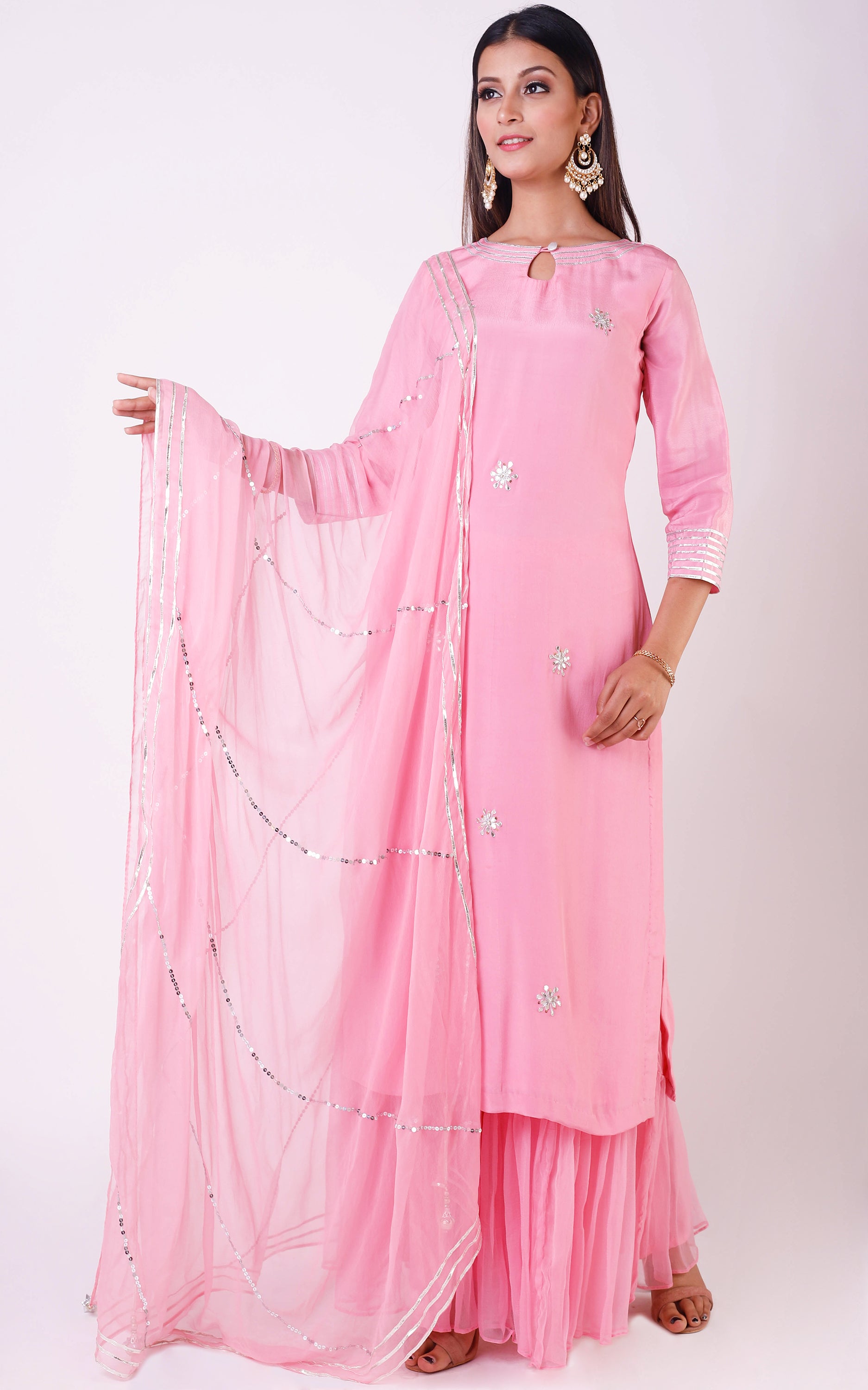 Buy Light Pink Gota Patti Sharara Set Online at LabelKanupriya.