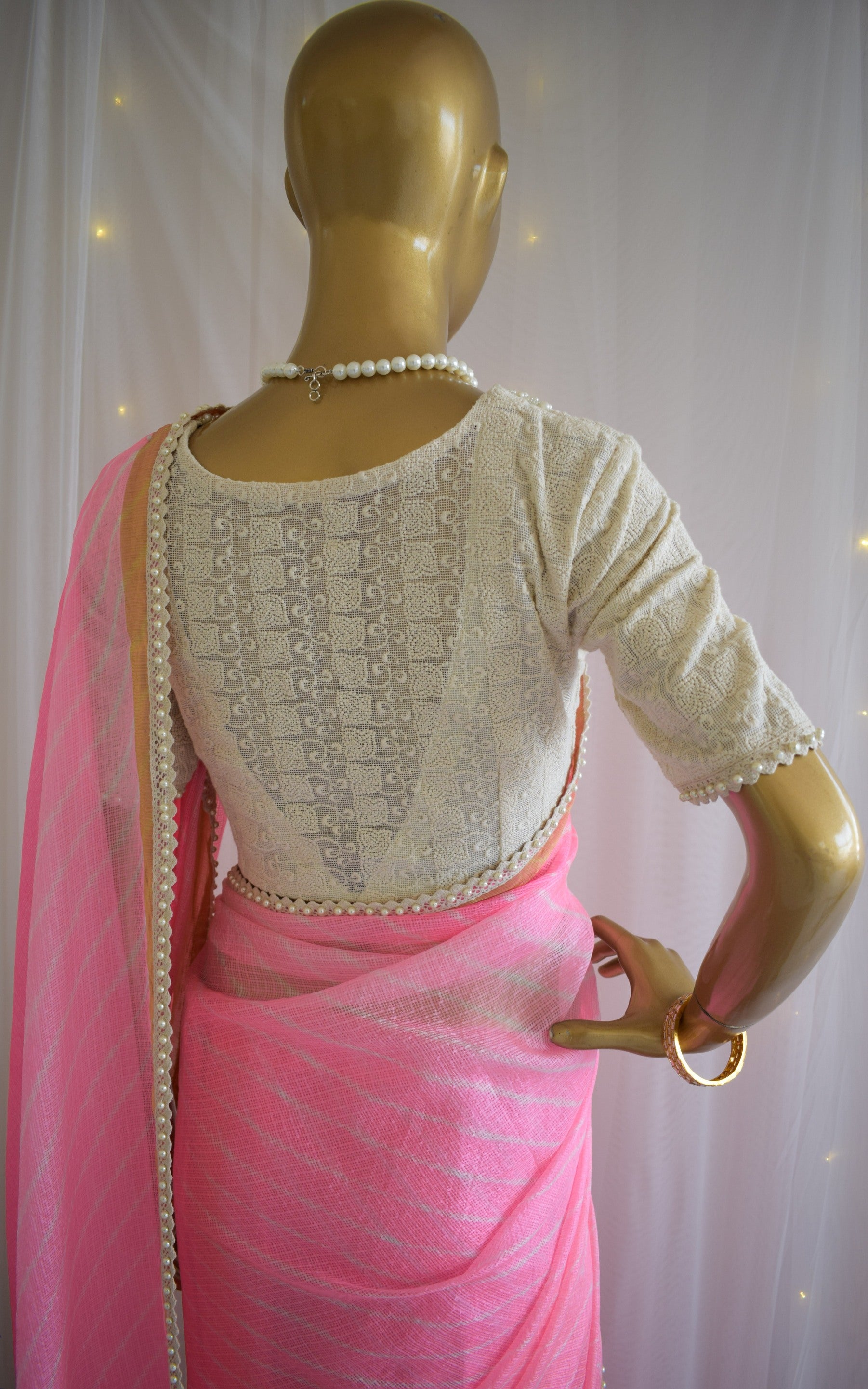 Neon Pink Kota Silk Leheriya Saree