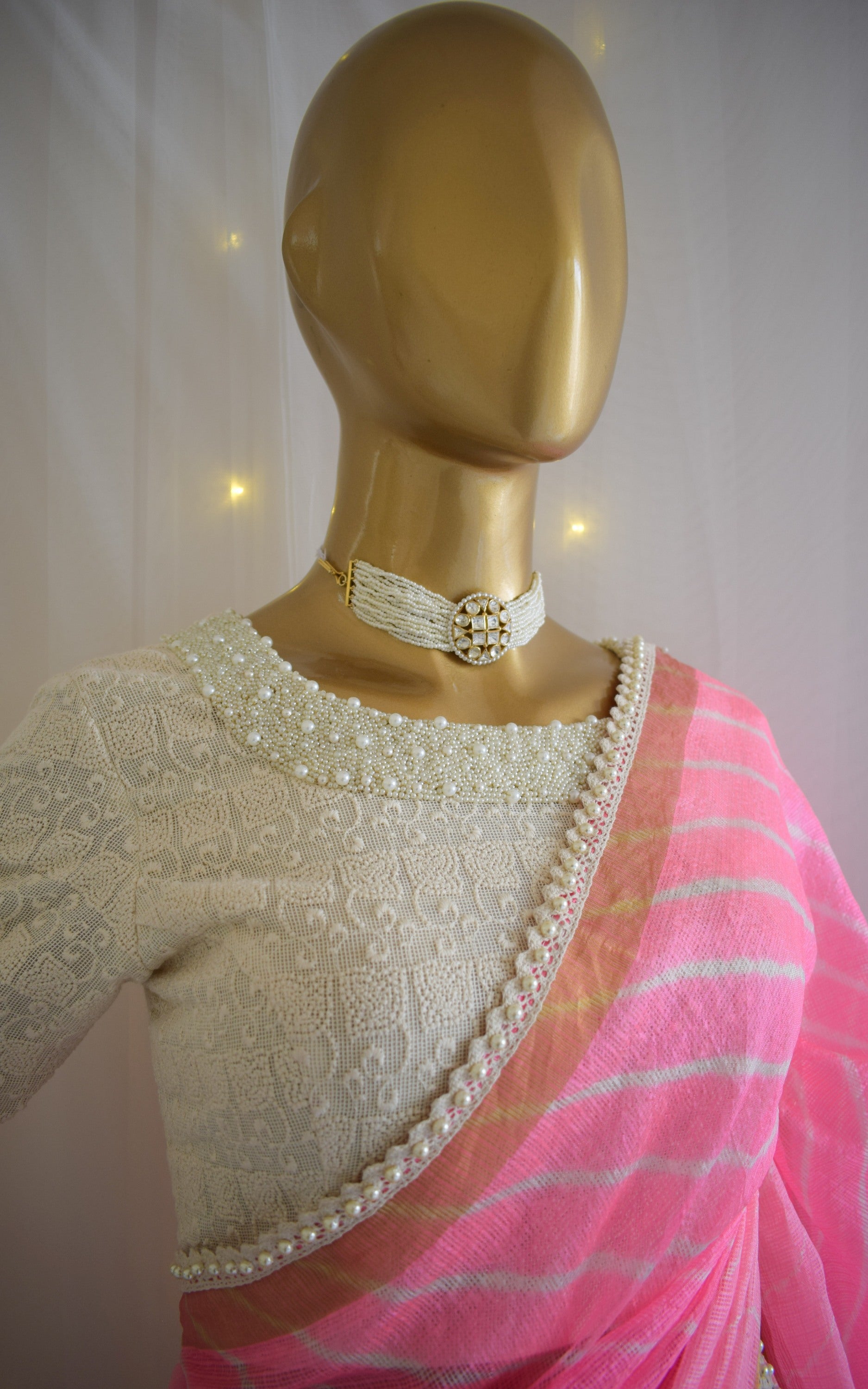 Neon Pink Kota Silk Leheriya Saree