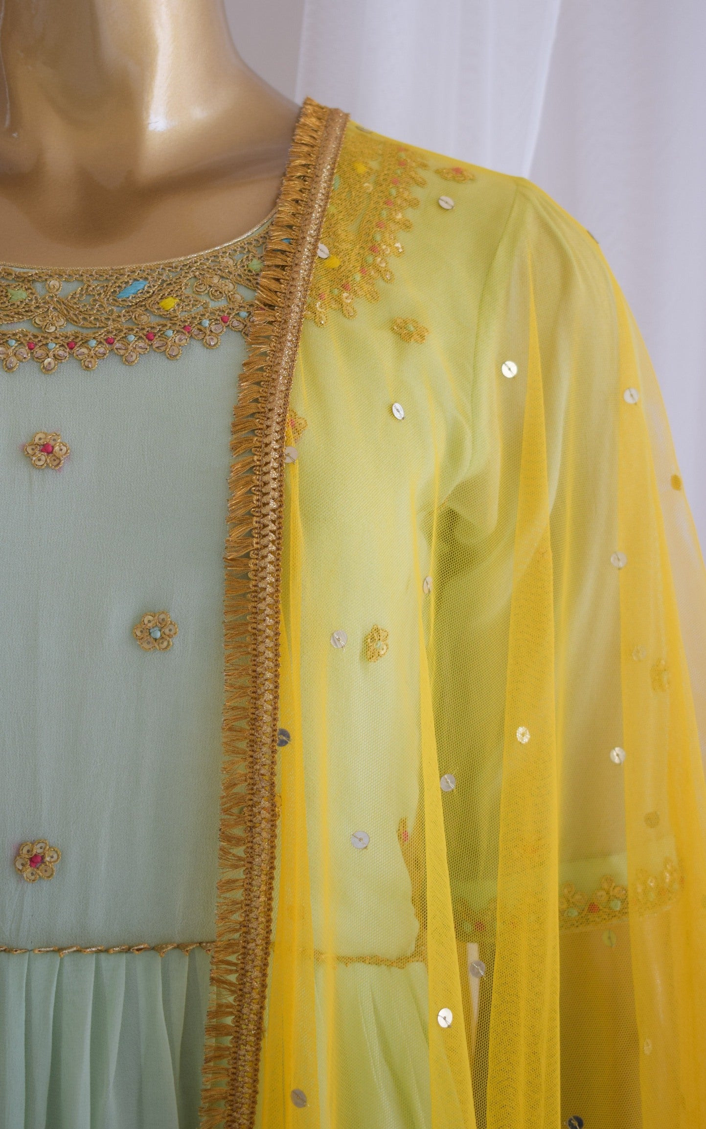Mint Green Shibori Anarkali