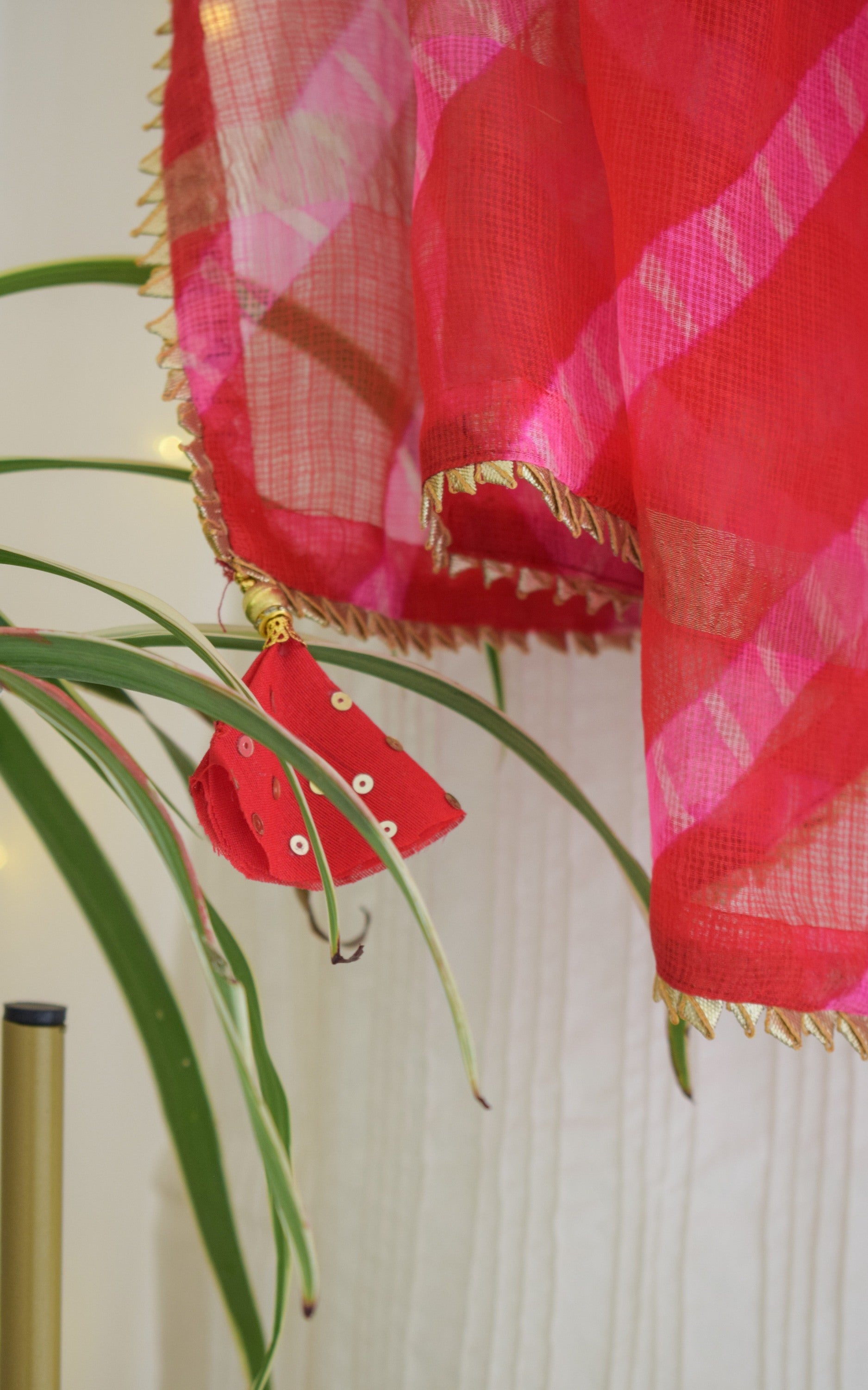 Red Kota Silk Leheriya Dupatta