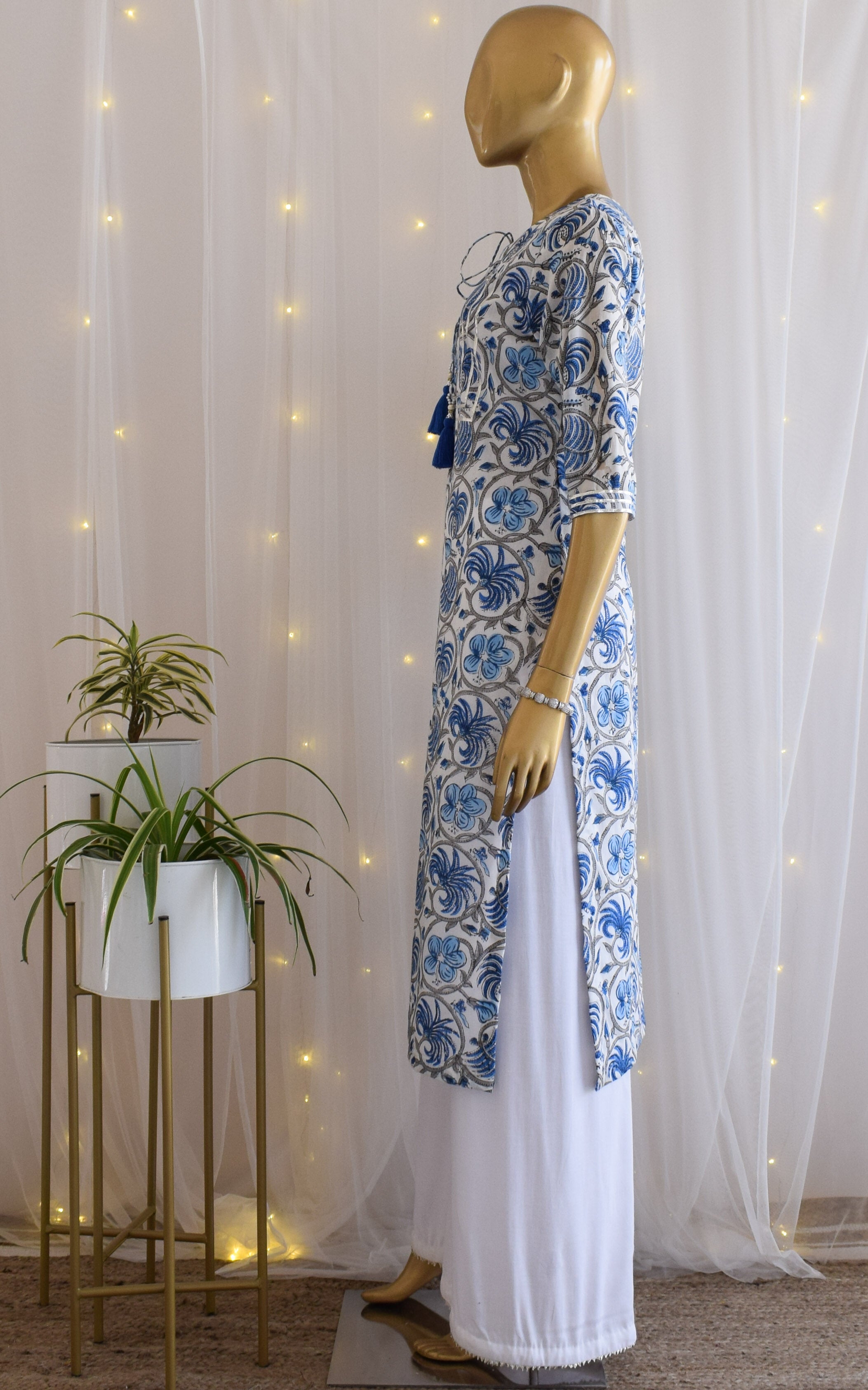 Udaipur Blue Block Print Cotton Kurta Set
