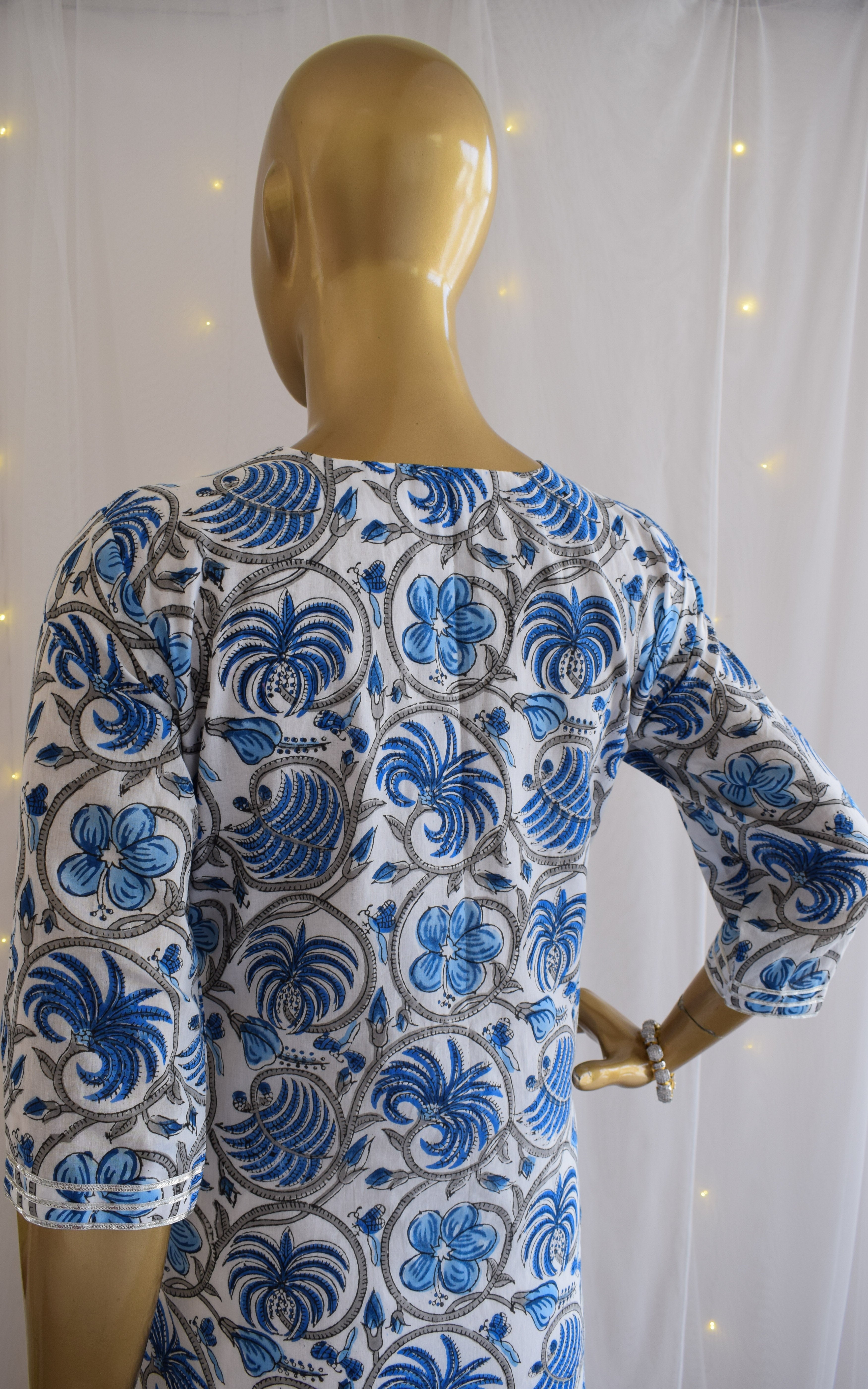 Udaipur Blue Block Print Cotton Kurta Set