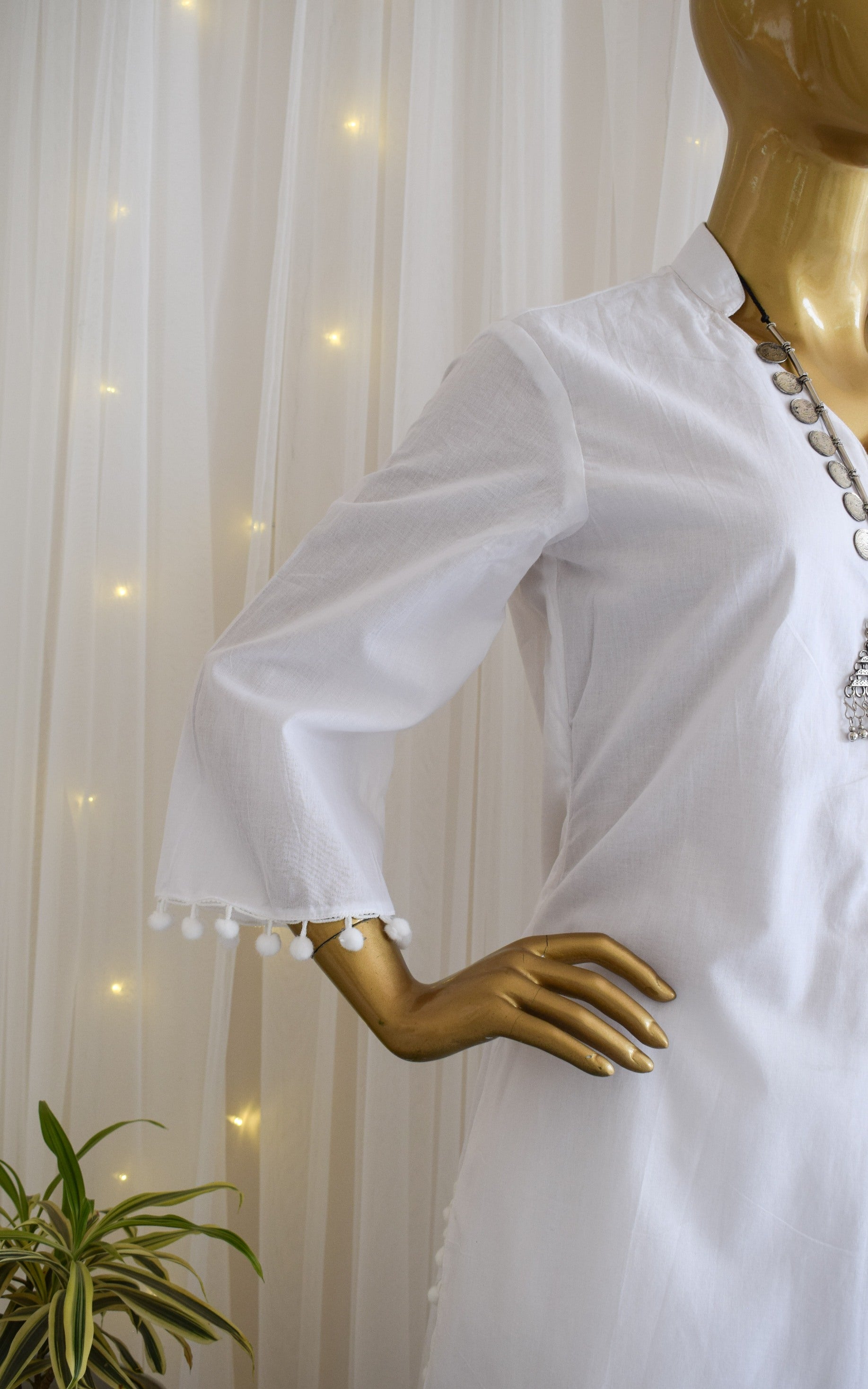 White Cotton Kurta Set with Shibori Dupatta