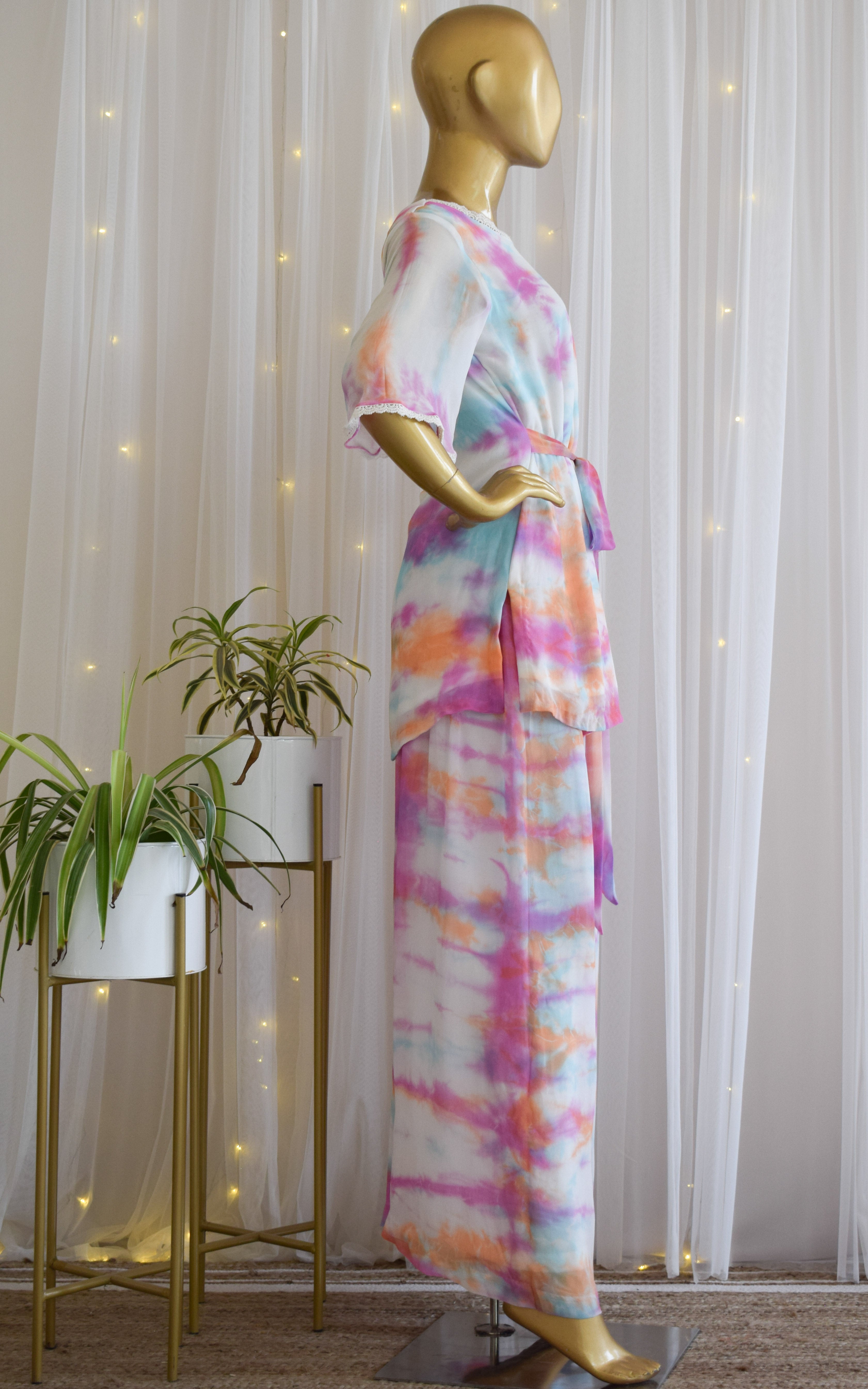 Multicolor Tie-dye Georgette Co-ord Set