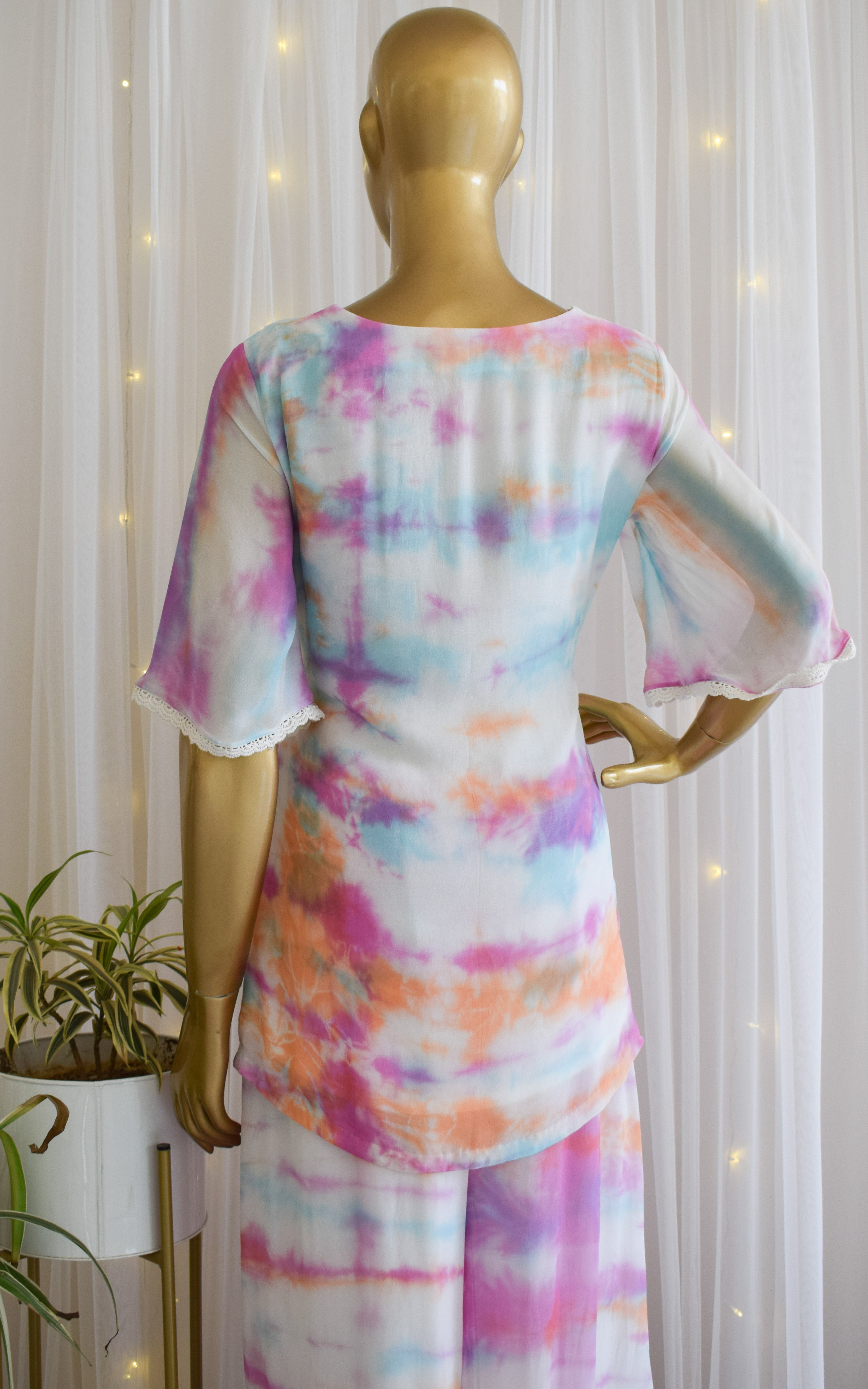 Multicolor Tie-dye Georgette Co-ord Set
