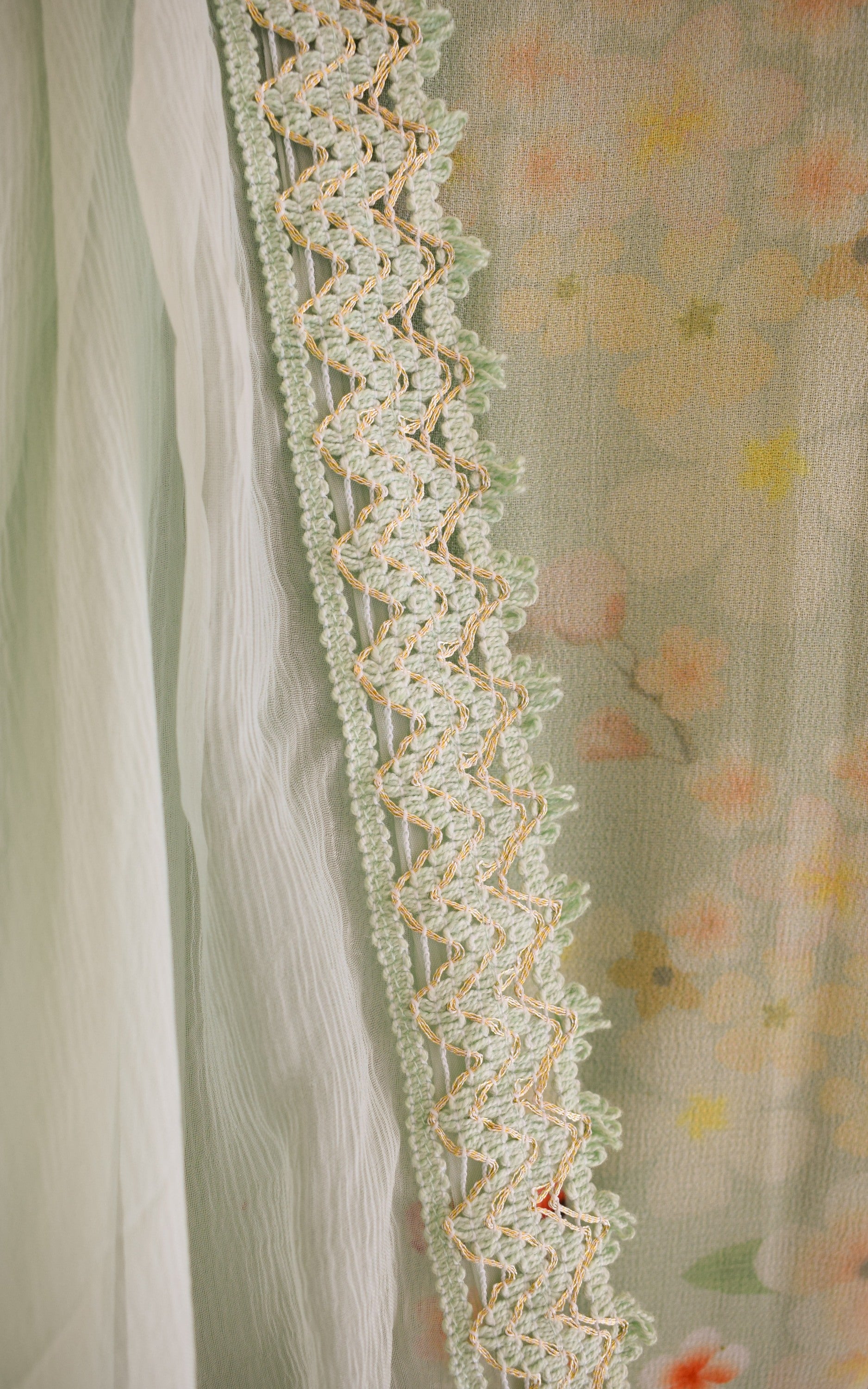 Sage Green Printed Georgette Anarkali
