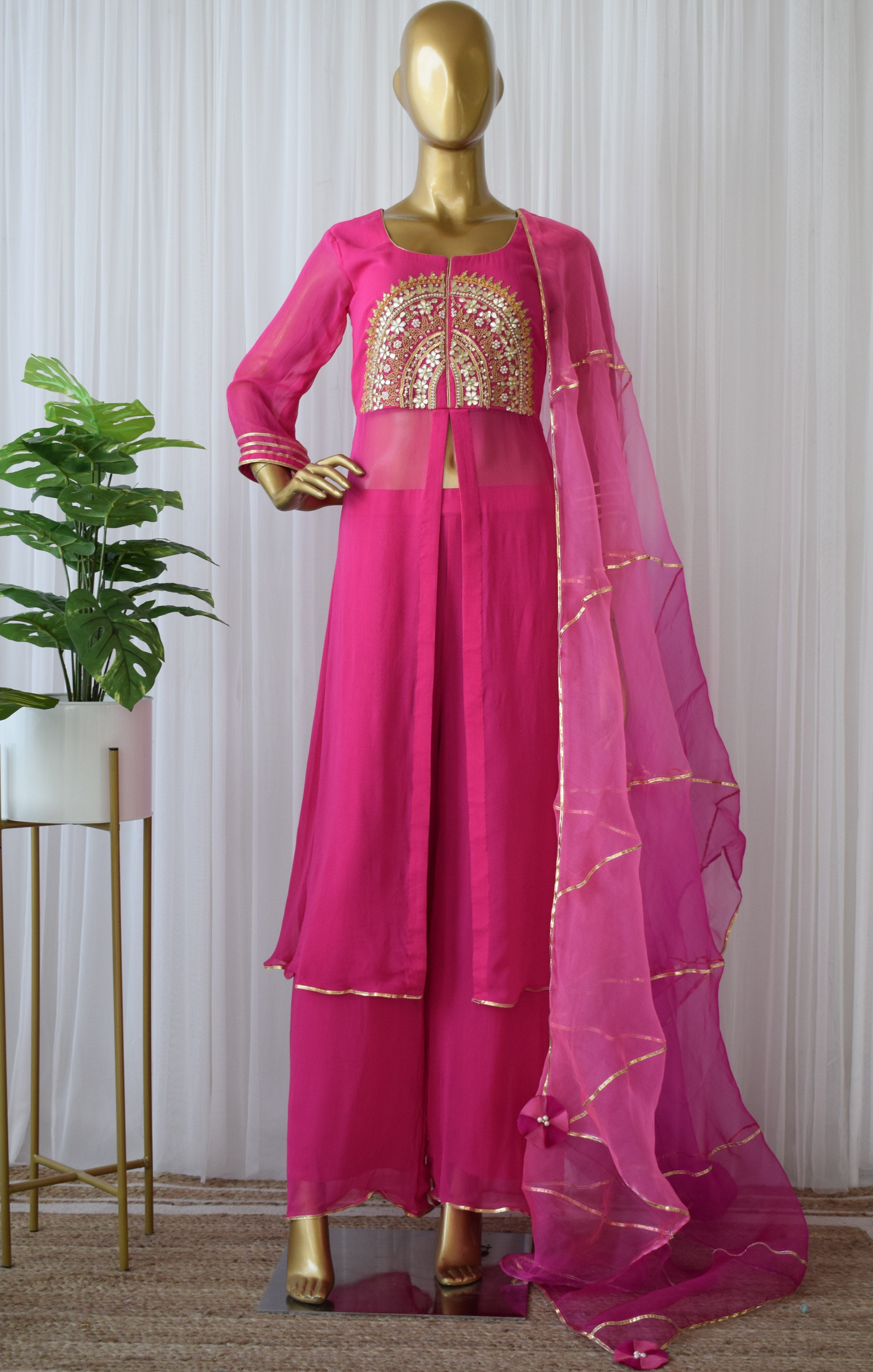 Shweta Tiwari Hot Pink Anarkali and Palazzo Set