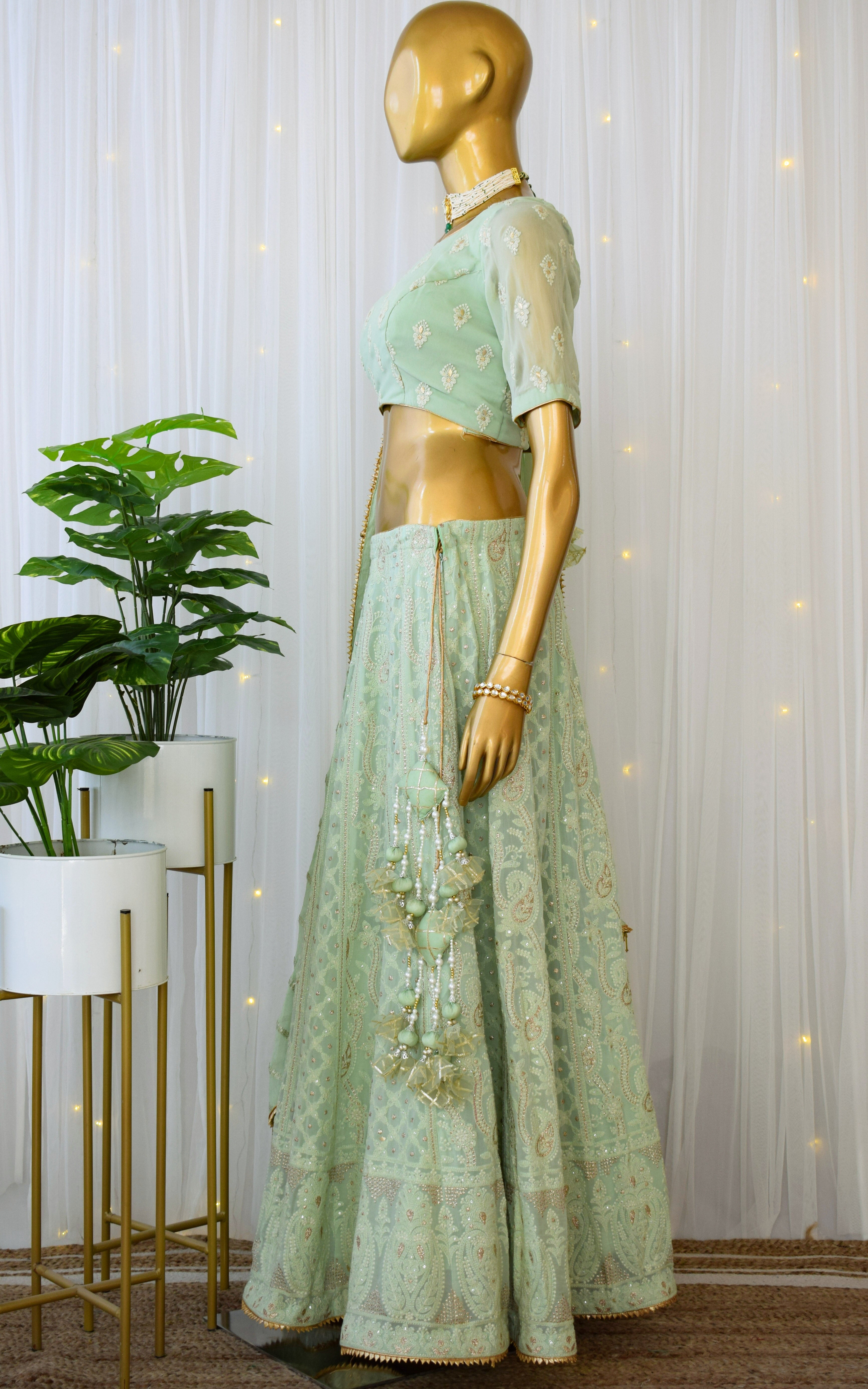 Odette Lehenga Choli : Buy Odette Beautiful Off White Georgette Embroidered  Semi Stitched Lehenga With Unstitched Blouse (Set of 3) Online|Nykaa Fashion