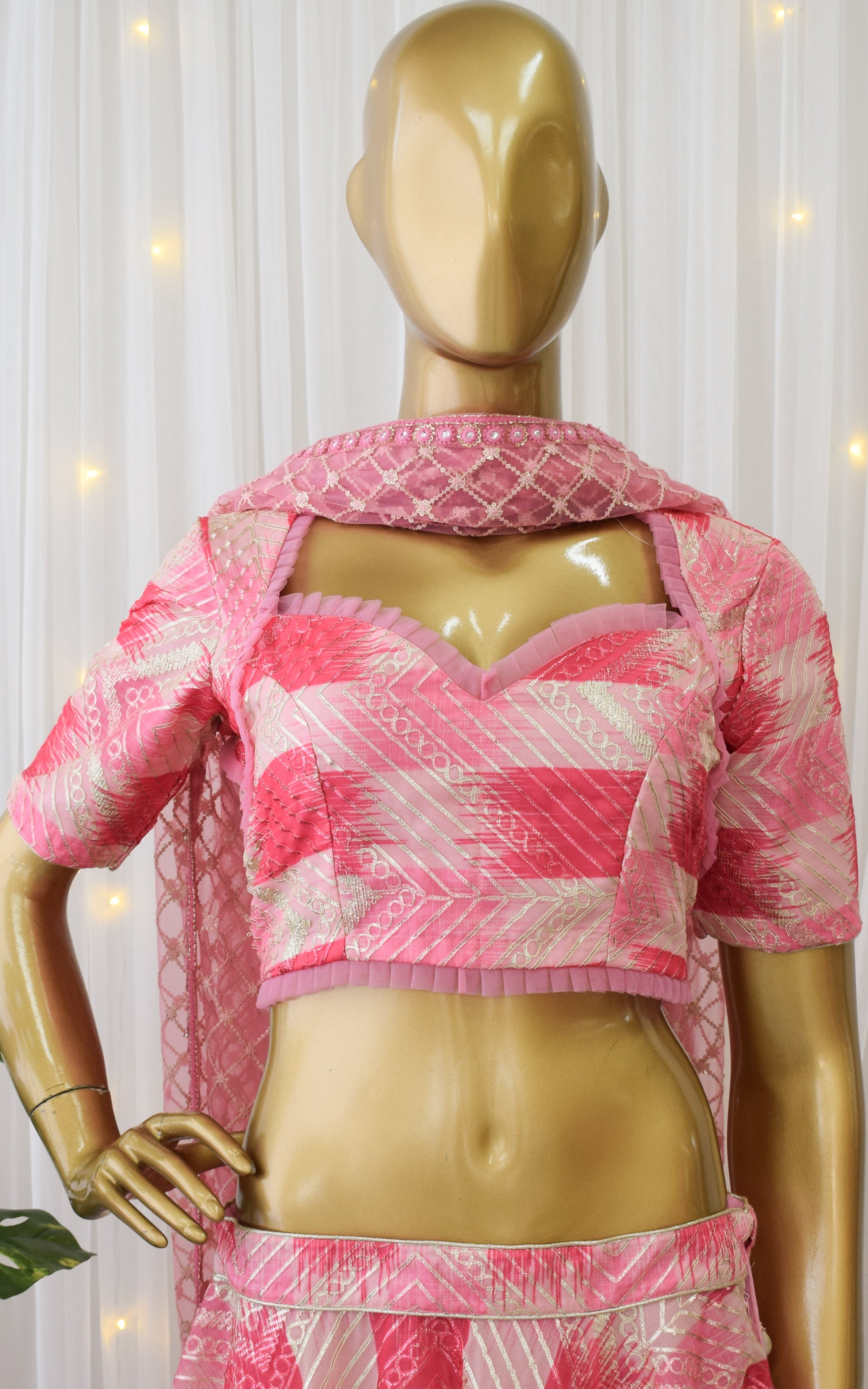Pink & Cream Gota Work Lehenga