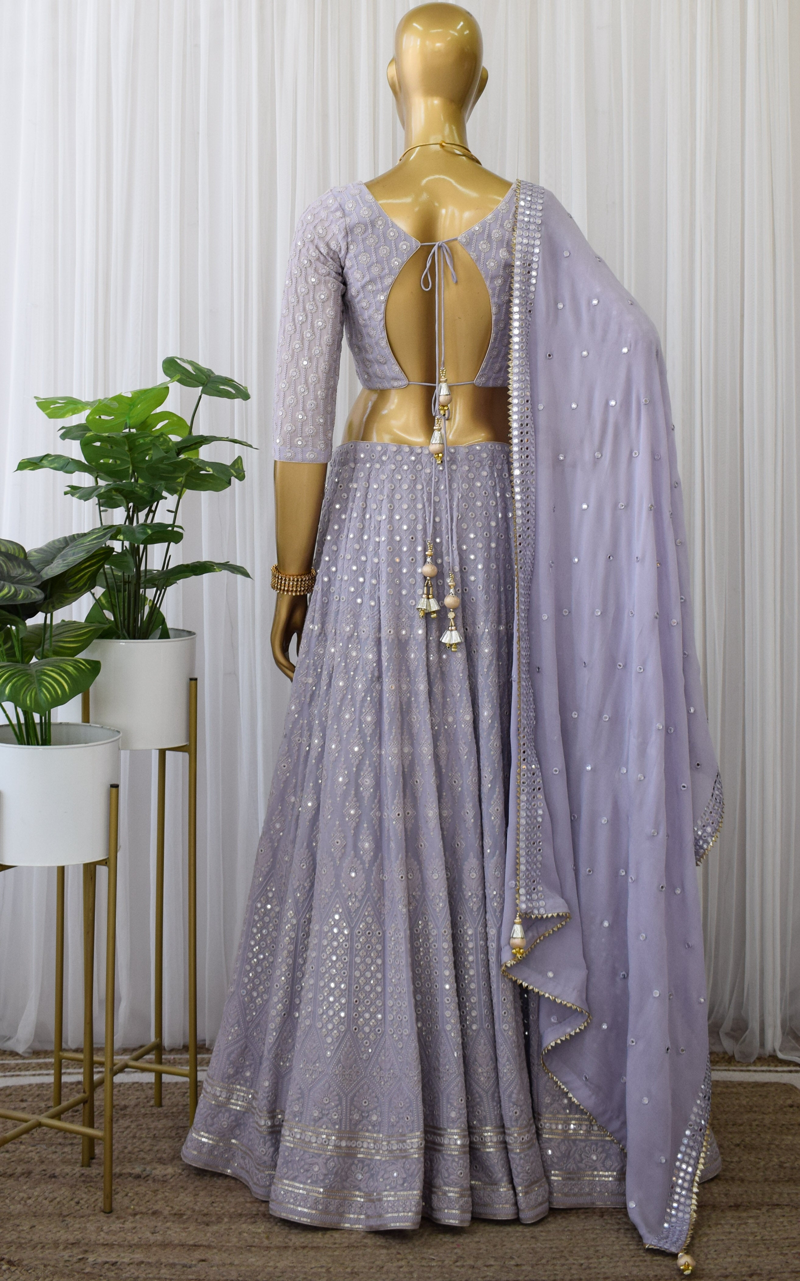 Periwinkle Blue Mirrorwork Lehenga