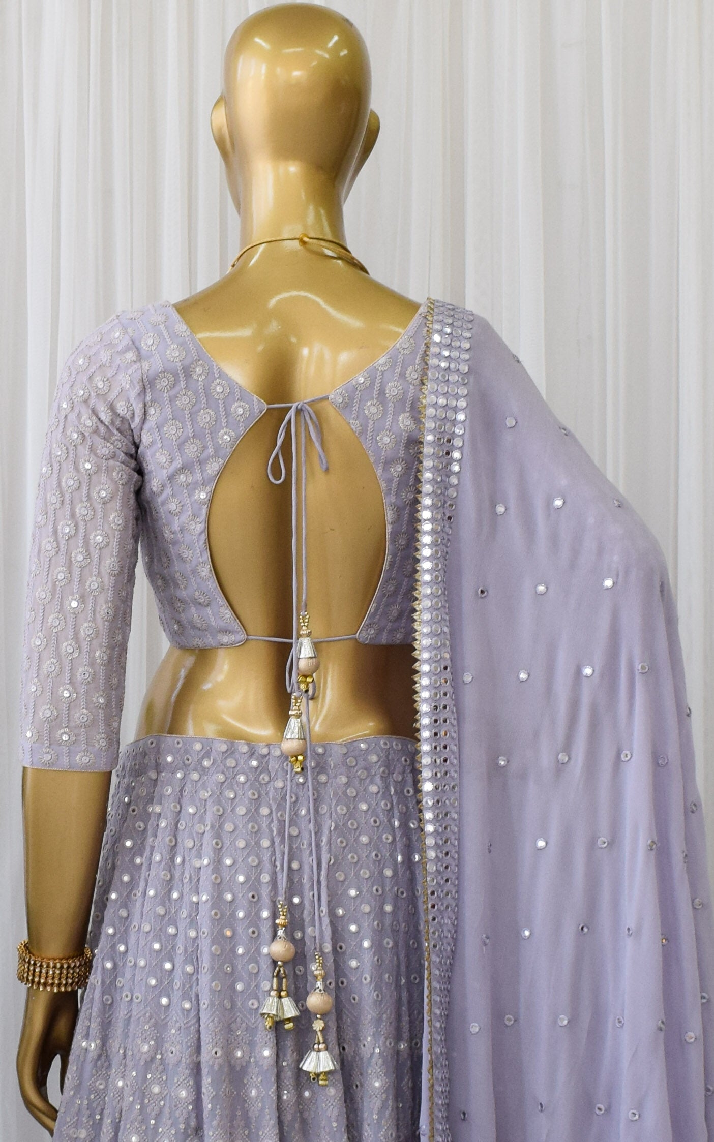 Periwinkle Blue Mirrorwork Lehenga